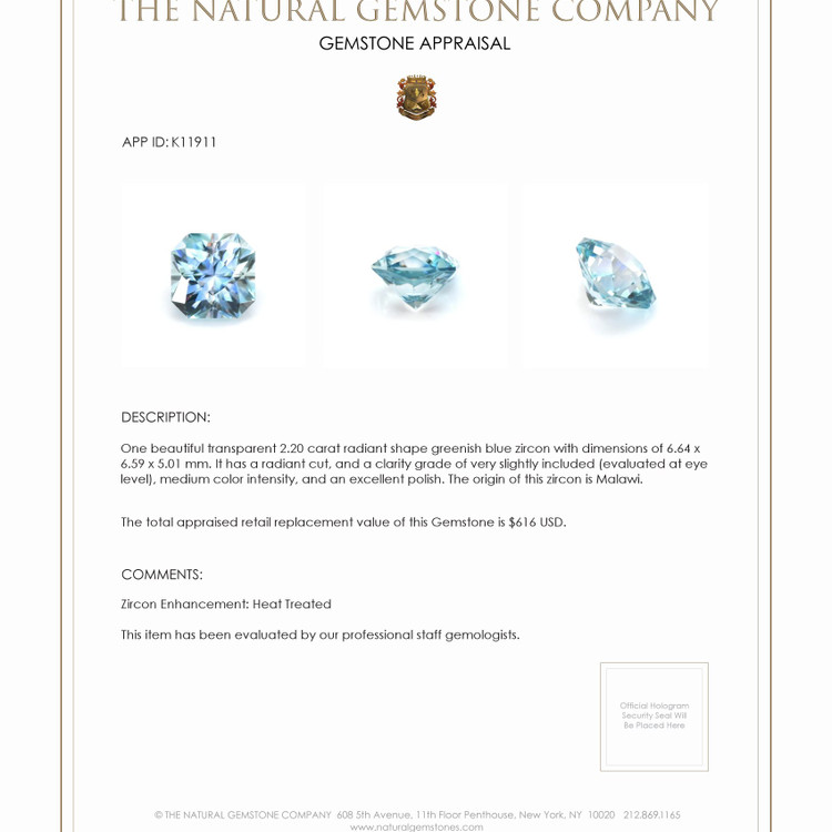 2.20 Ct. Zircon from Malawi