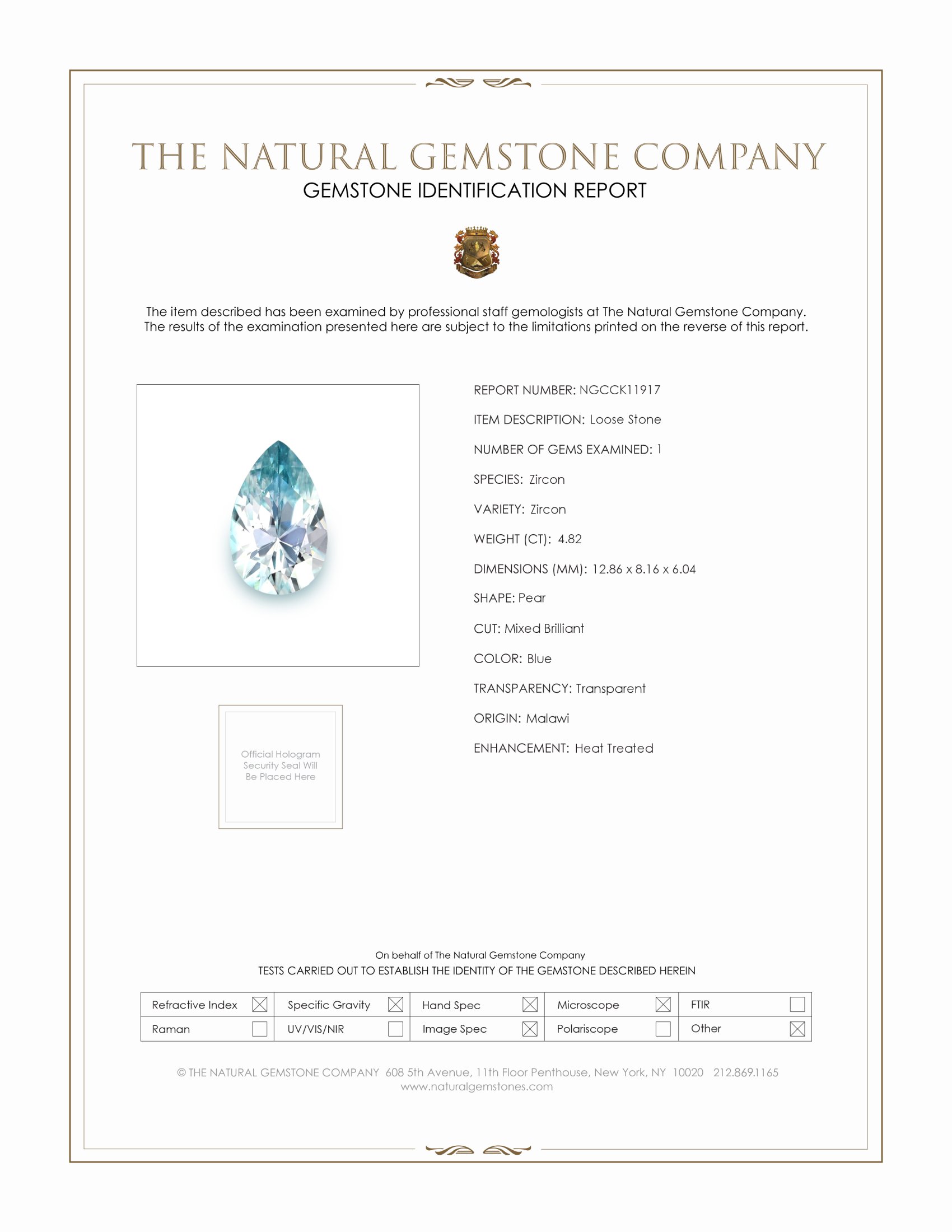 4.82 Ct. Zircon from Malawi