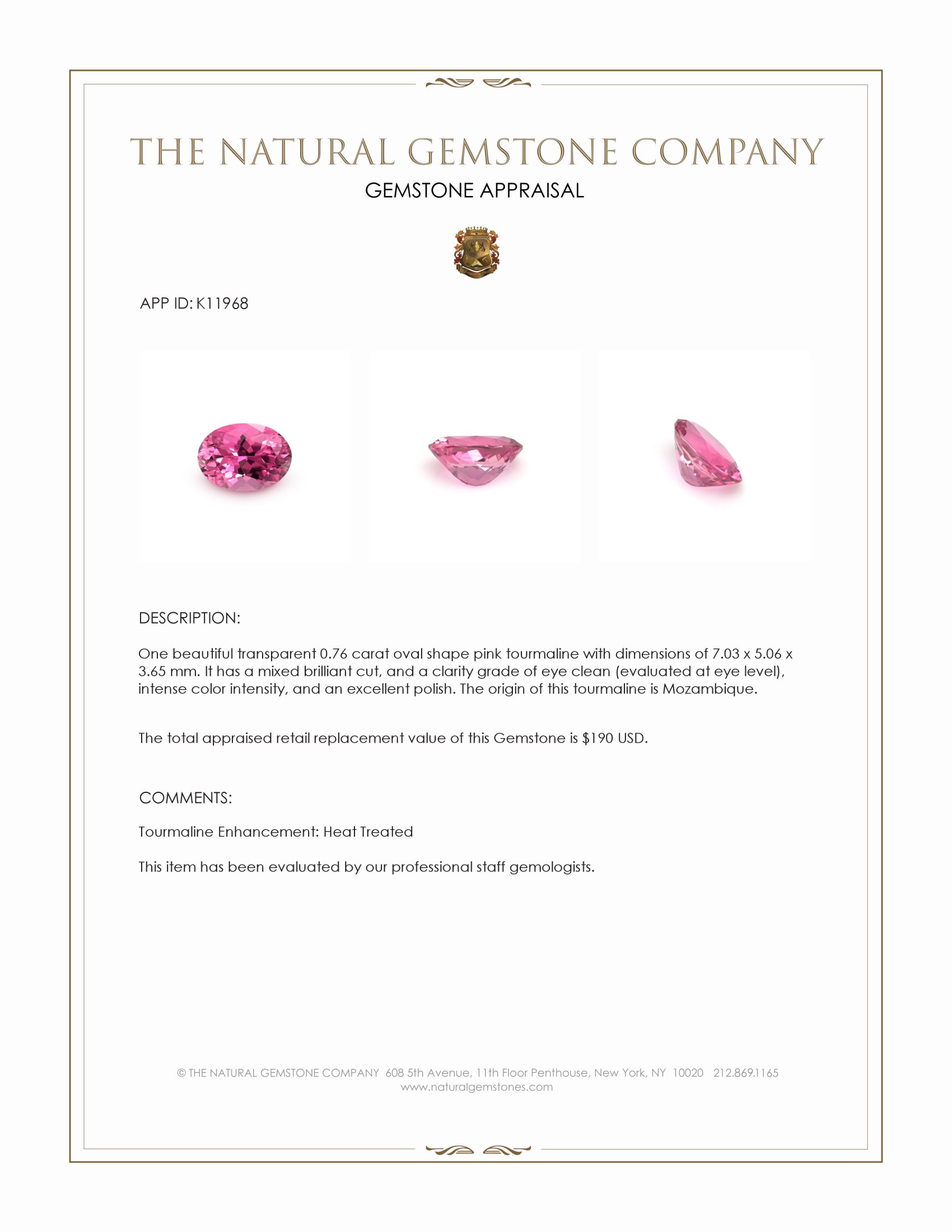 0.76 Ct. Tourmaline from Mozambique