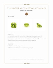 1.04 Ct. Yellowish Green Peridot from Afghanistan Appraisal