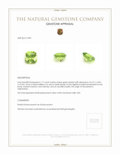 1.77 Ct. Green (Lime Green) Peridot from Afghanistan Appraisal