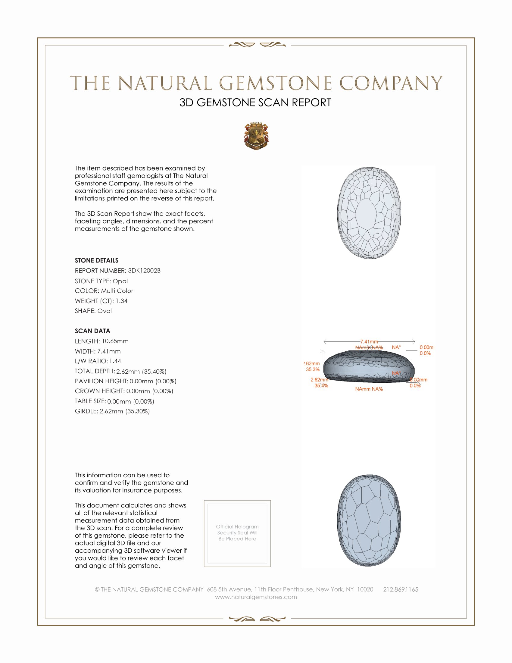 1.34 Ct. White Opal from Australia