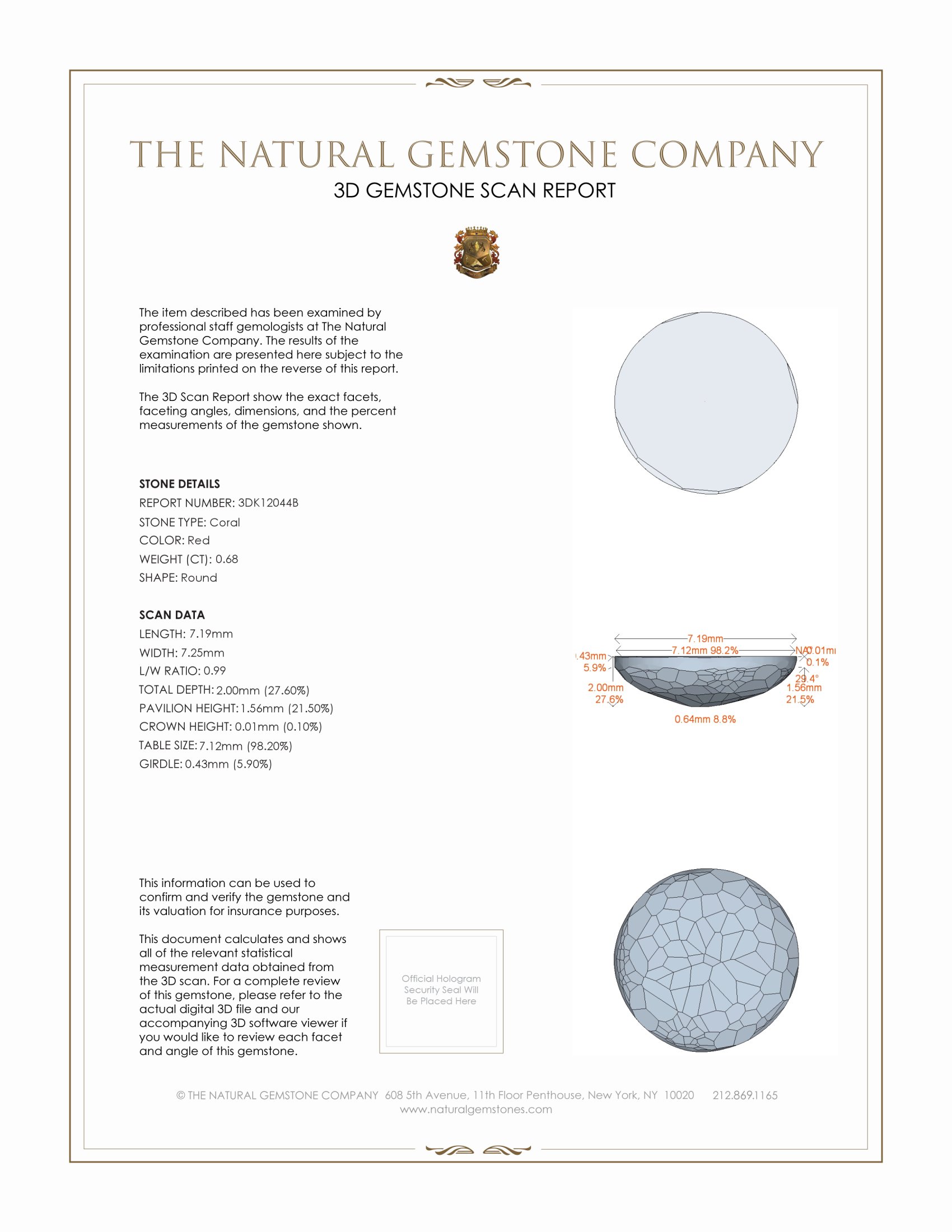 0.68 Ct. Cabochon Coral from Italy