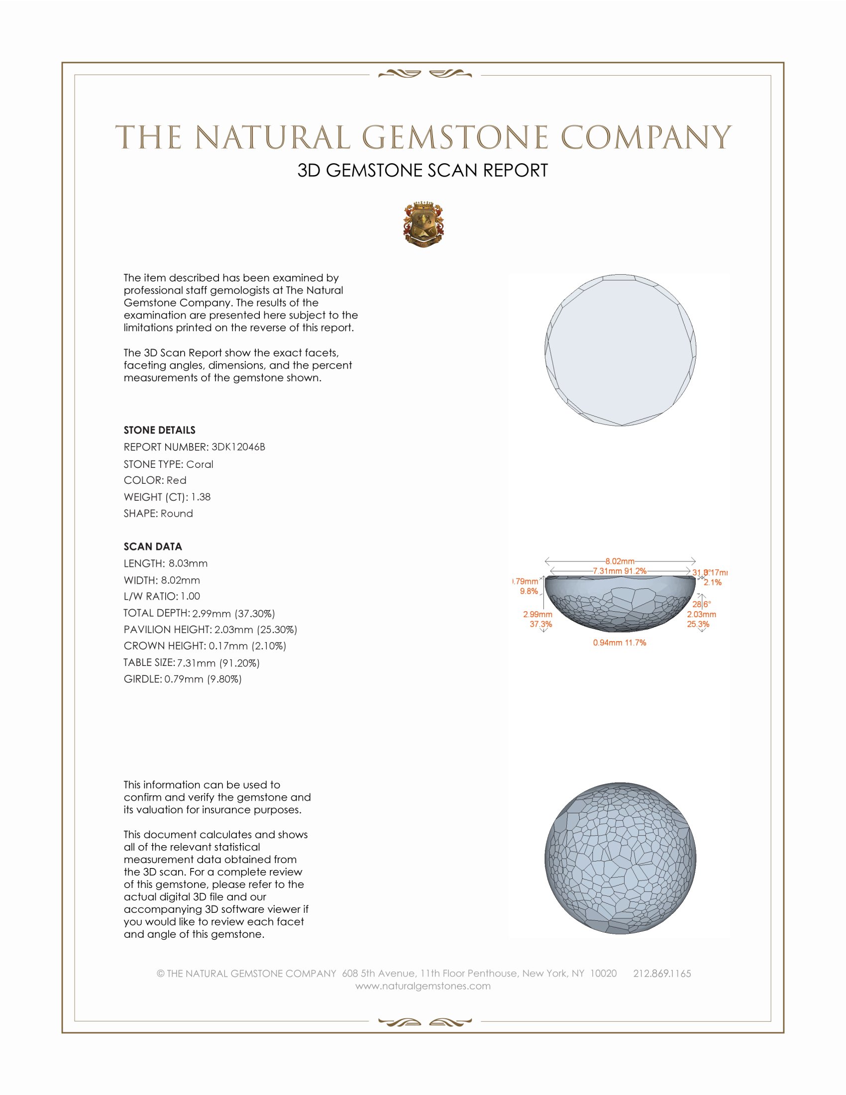 1.38 Ct. Cabochon Coral from Italy