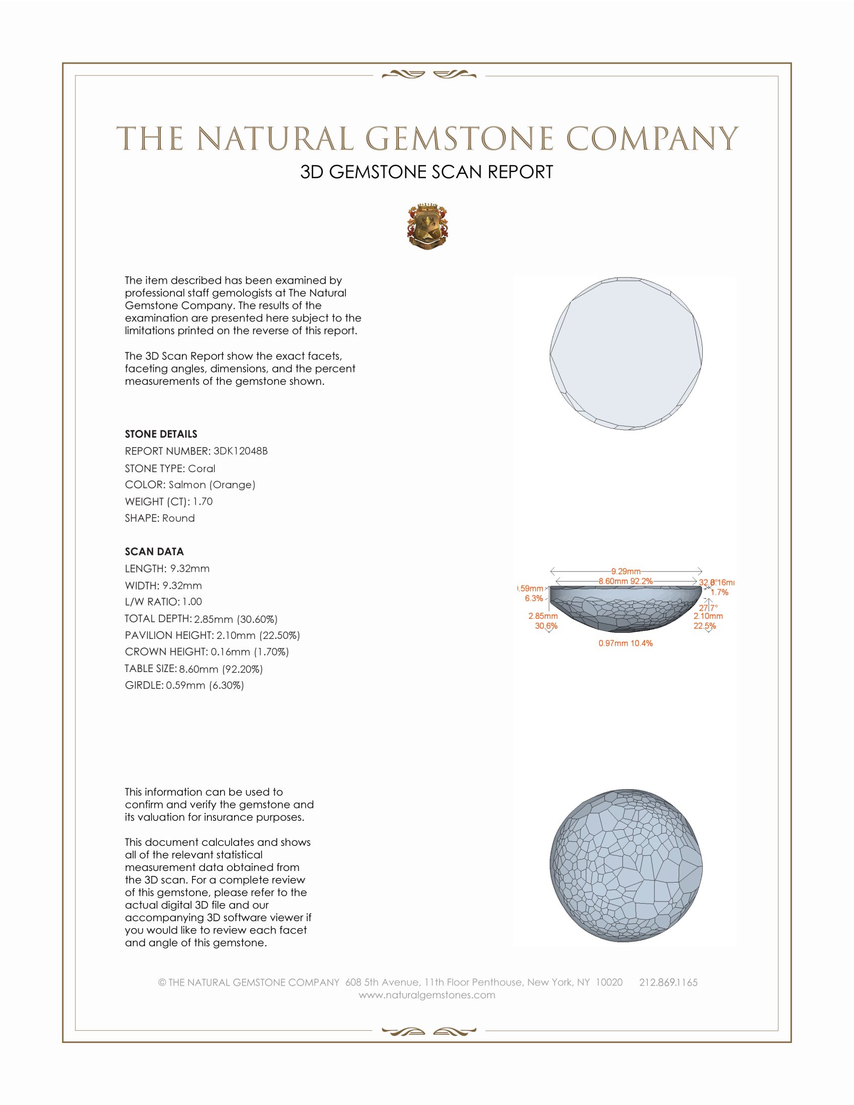 1.70 Ct. Cabochon Coral from Italy