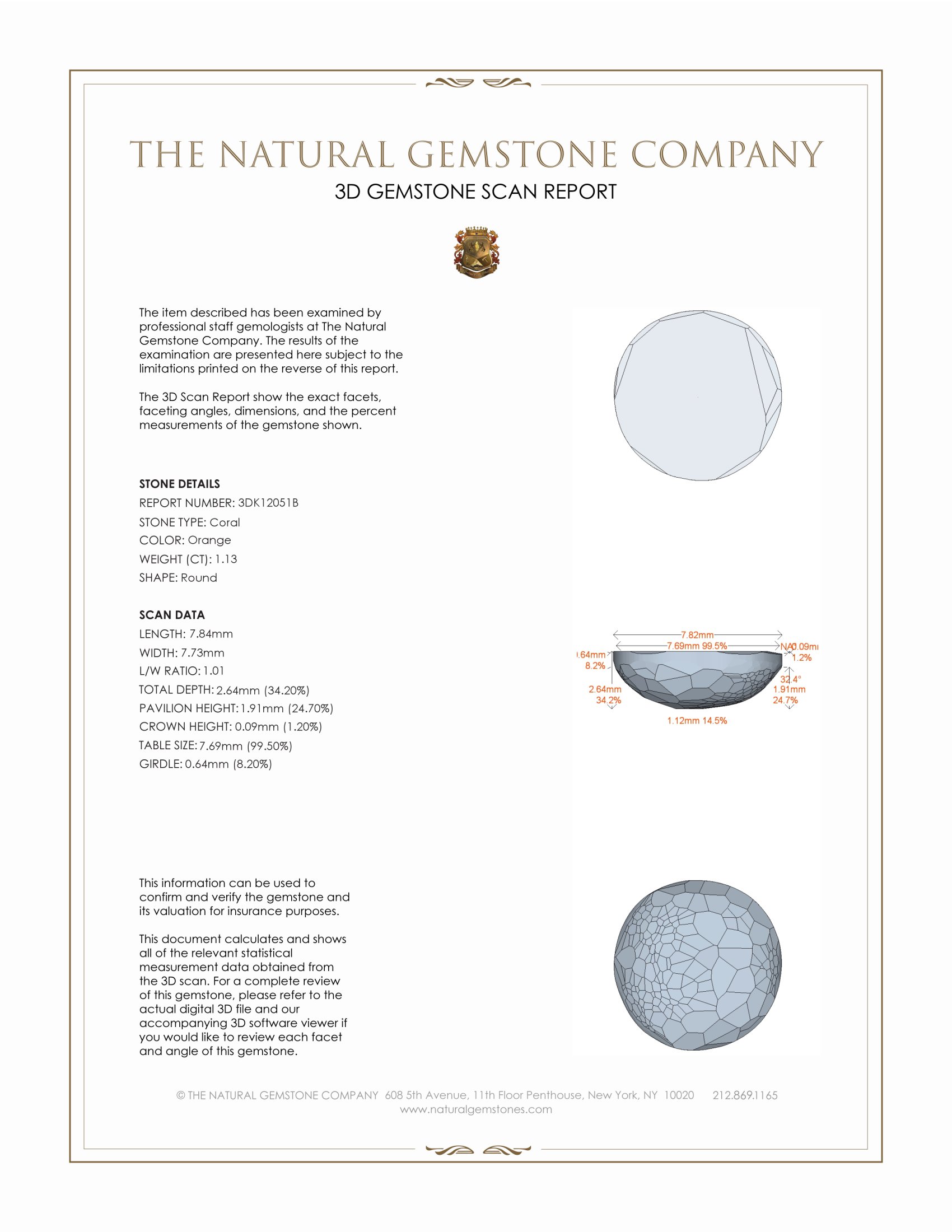 1.13 Ct. Cabochon Coral from Italy