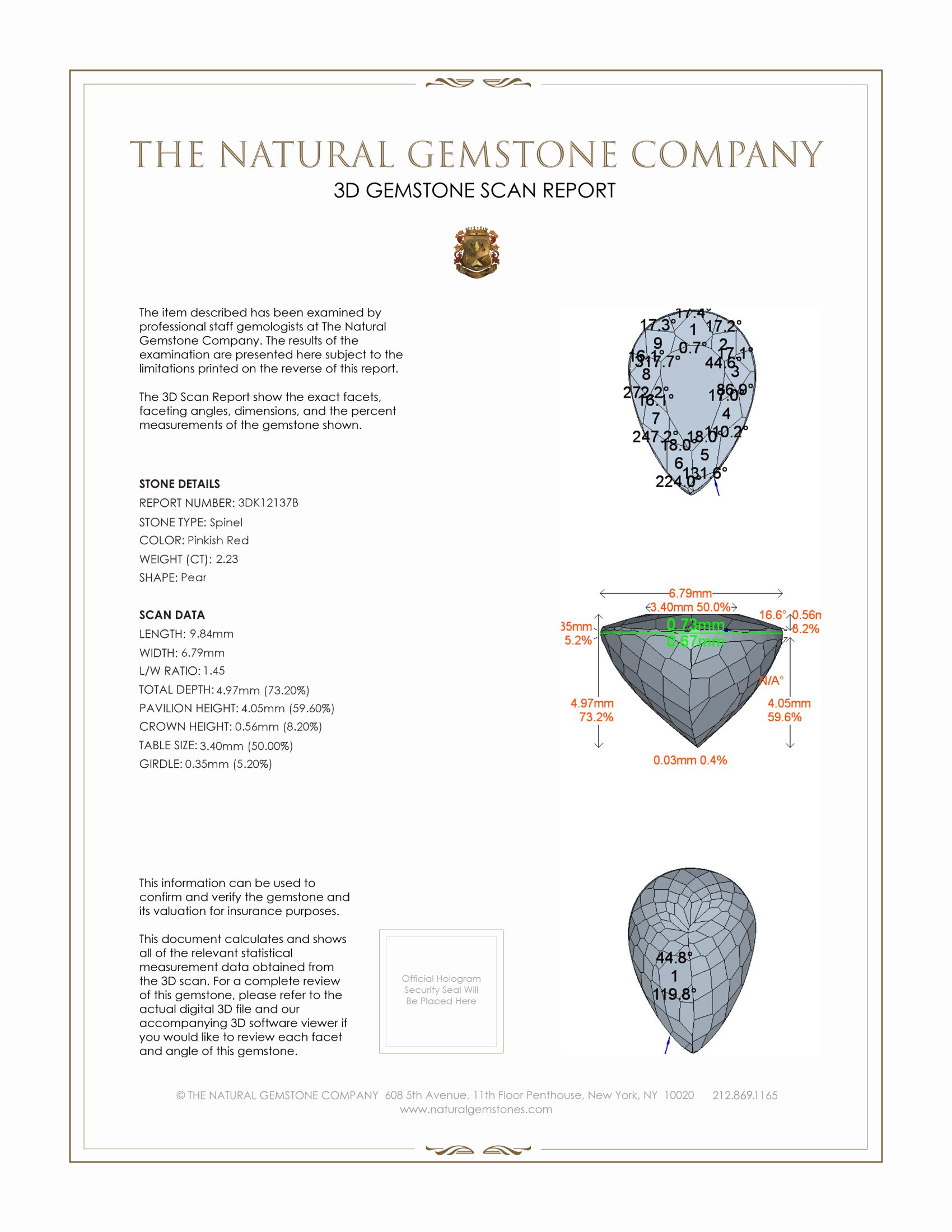 2.23 Ct. Spinel from Tanzania