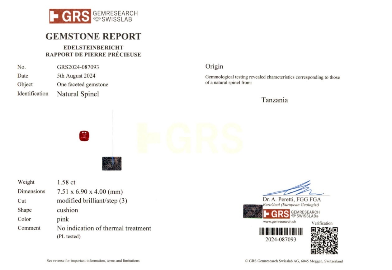 1.58 Ct. Spinel from Tanzania