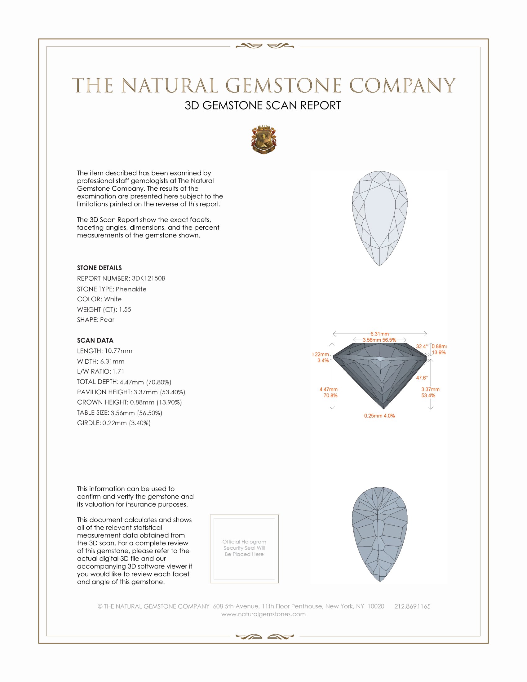 1.55 Ct. Phenakite from Russia