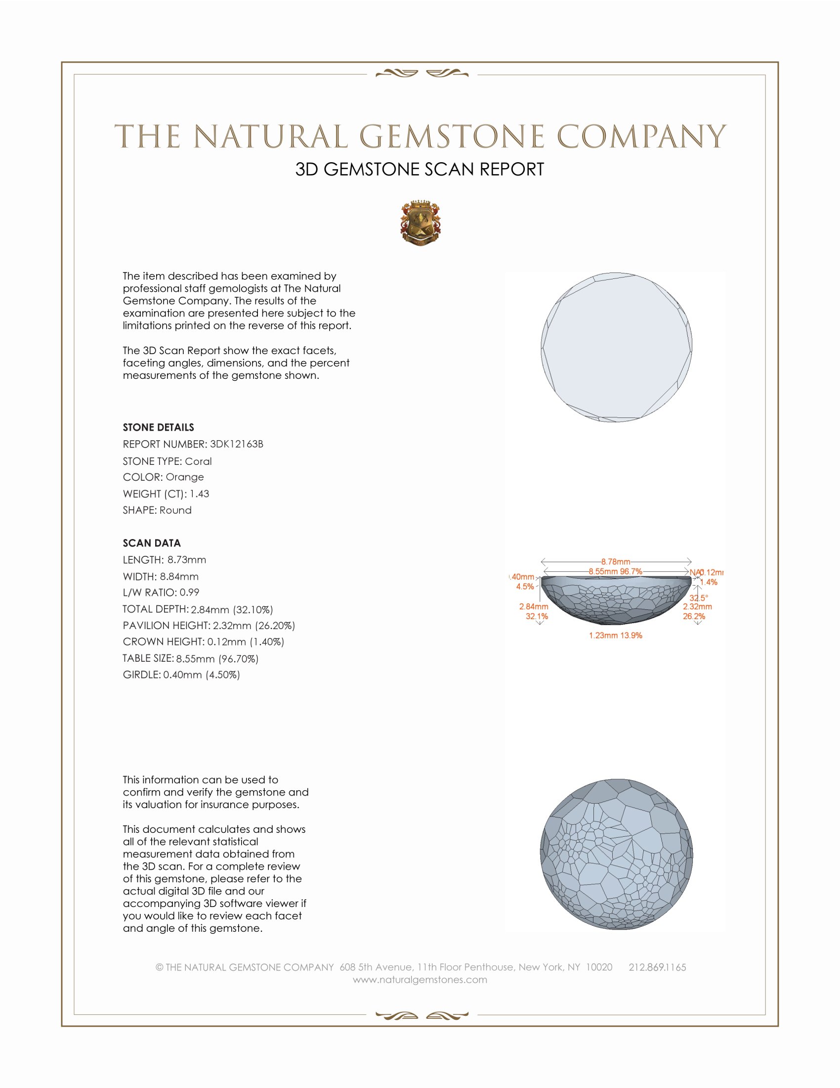 1.43 Ct. Cabochon Coral from Italy