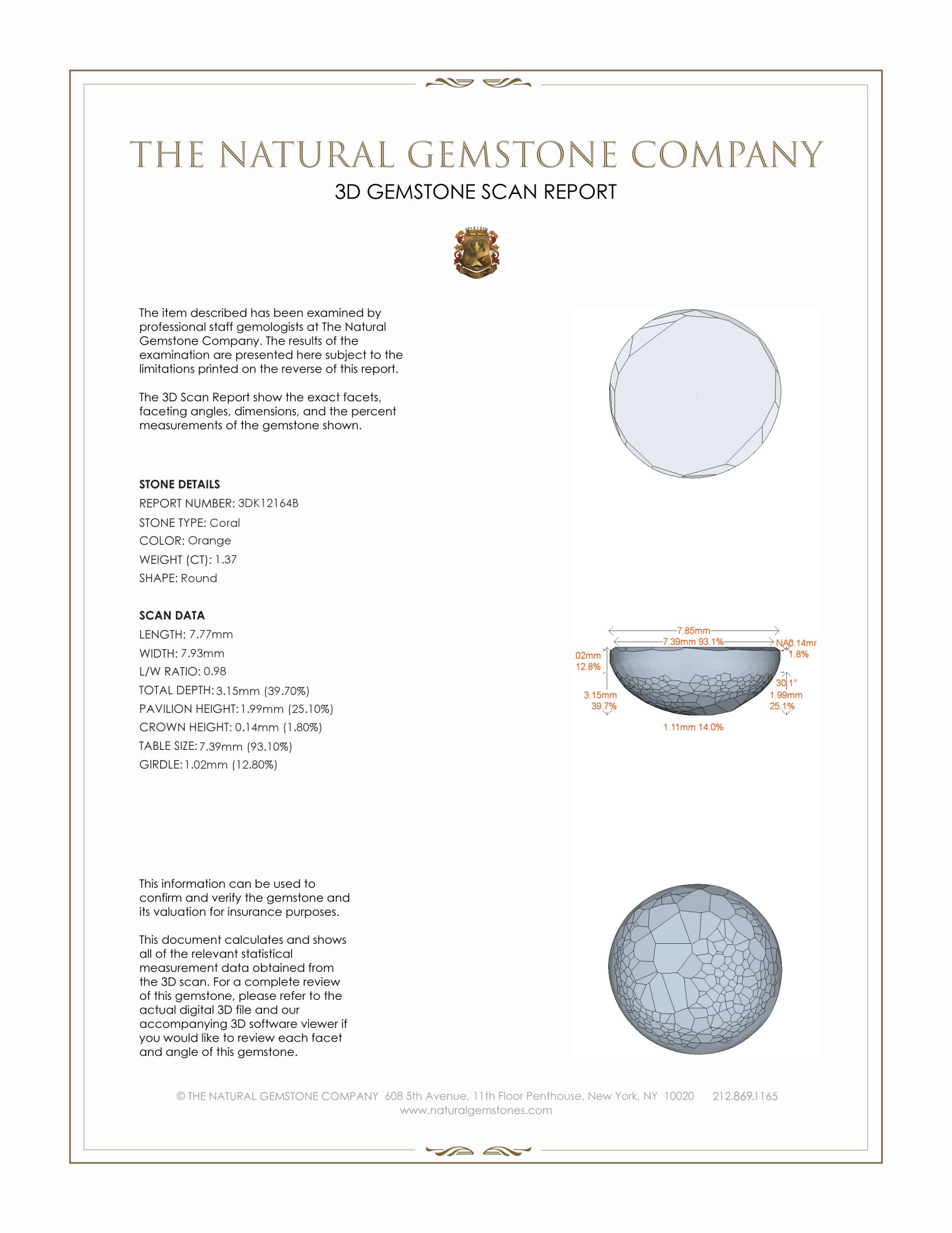 1.37 Ct. Cabochon Coral from Italy