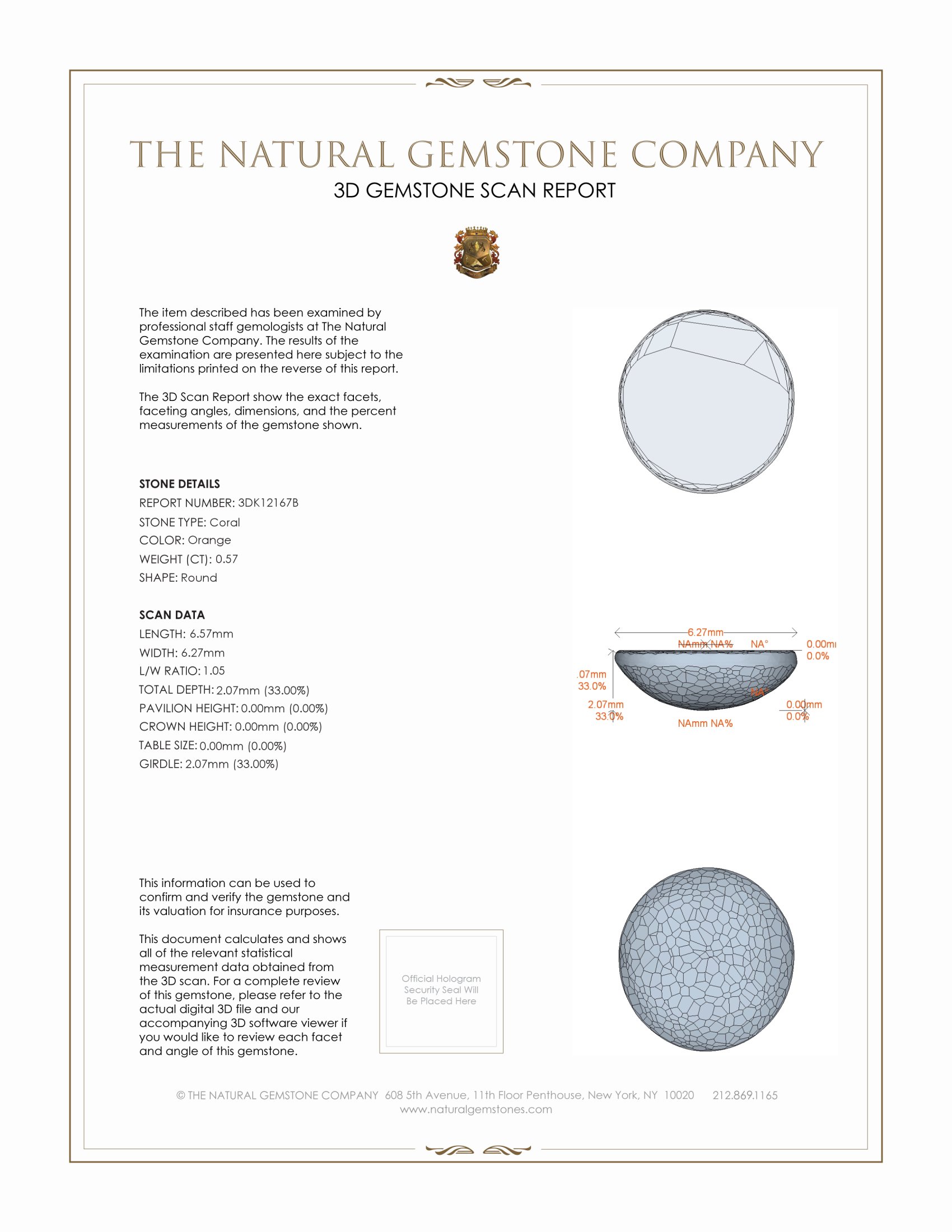 0.57 Ct. Cabochon Coral from Italy