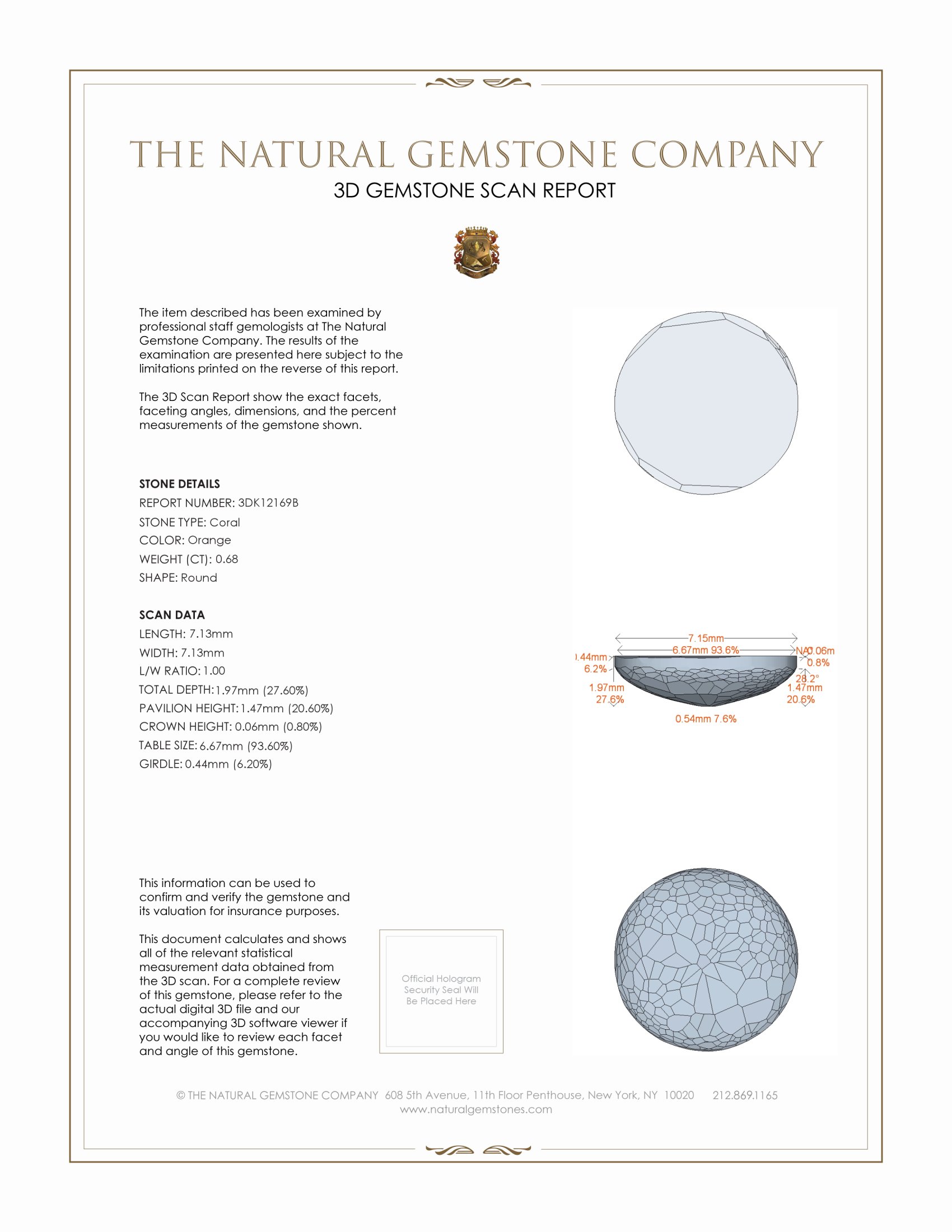 0.68 Ct. Cabochon Coral from Italy