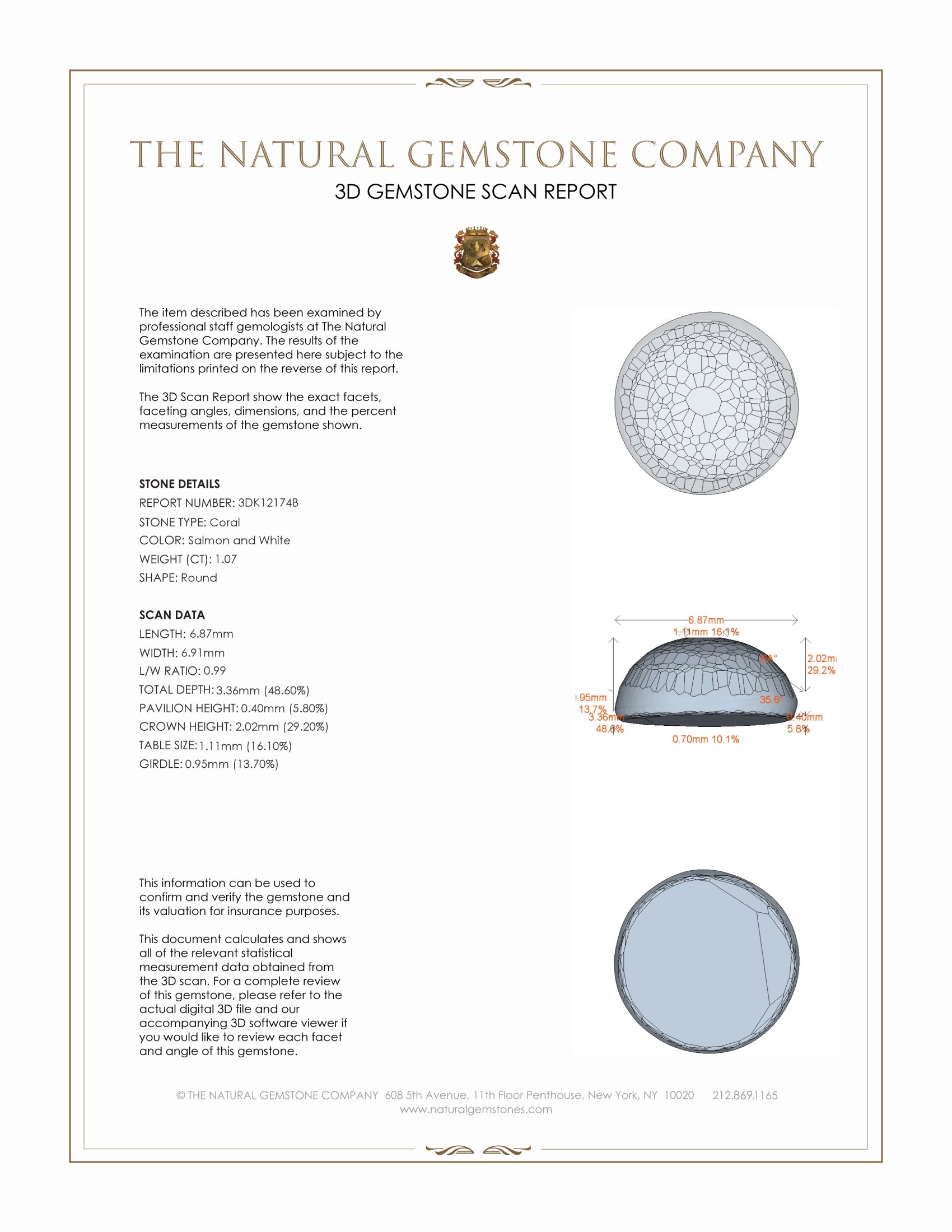 1.07 Ct. Cabochon Coral from Italy