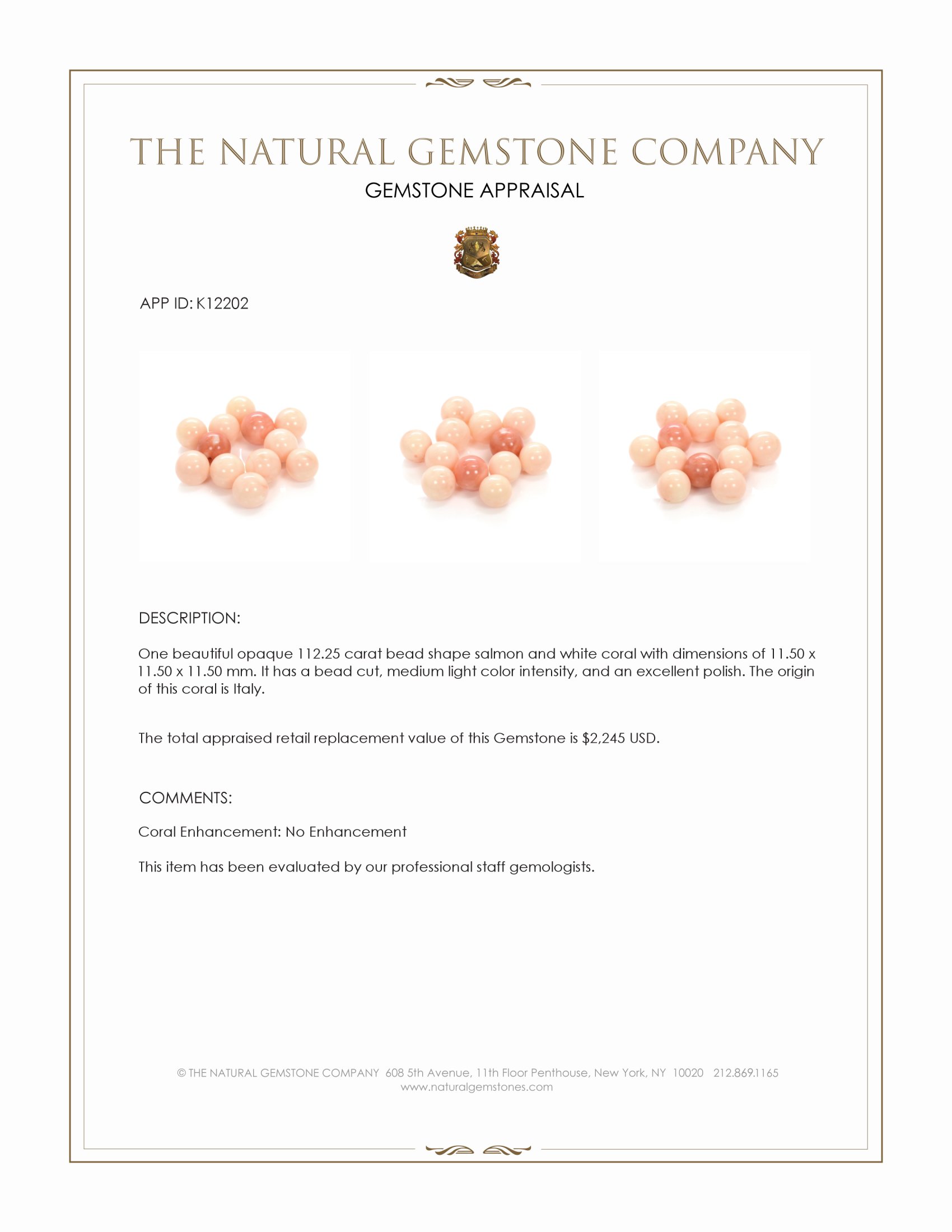 112.25 Ct. Coral from Italy