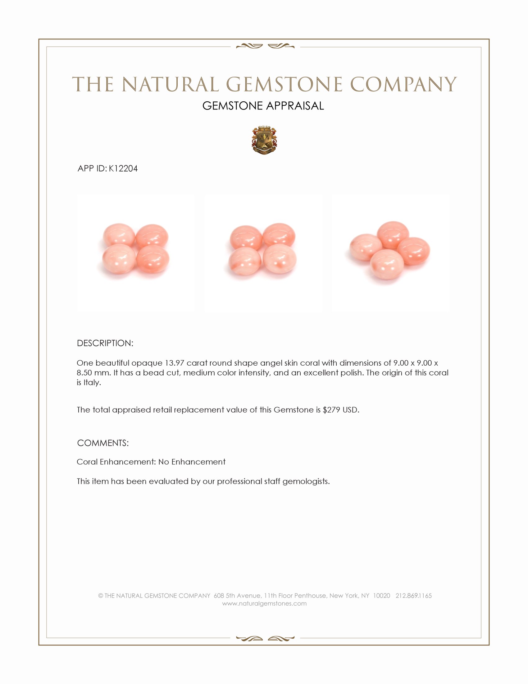 13.97 Ct. Coral from Italy