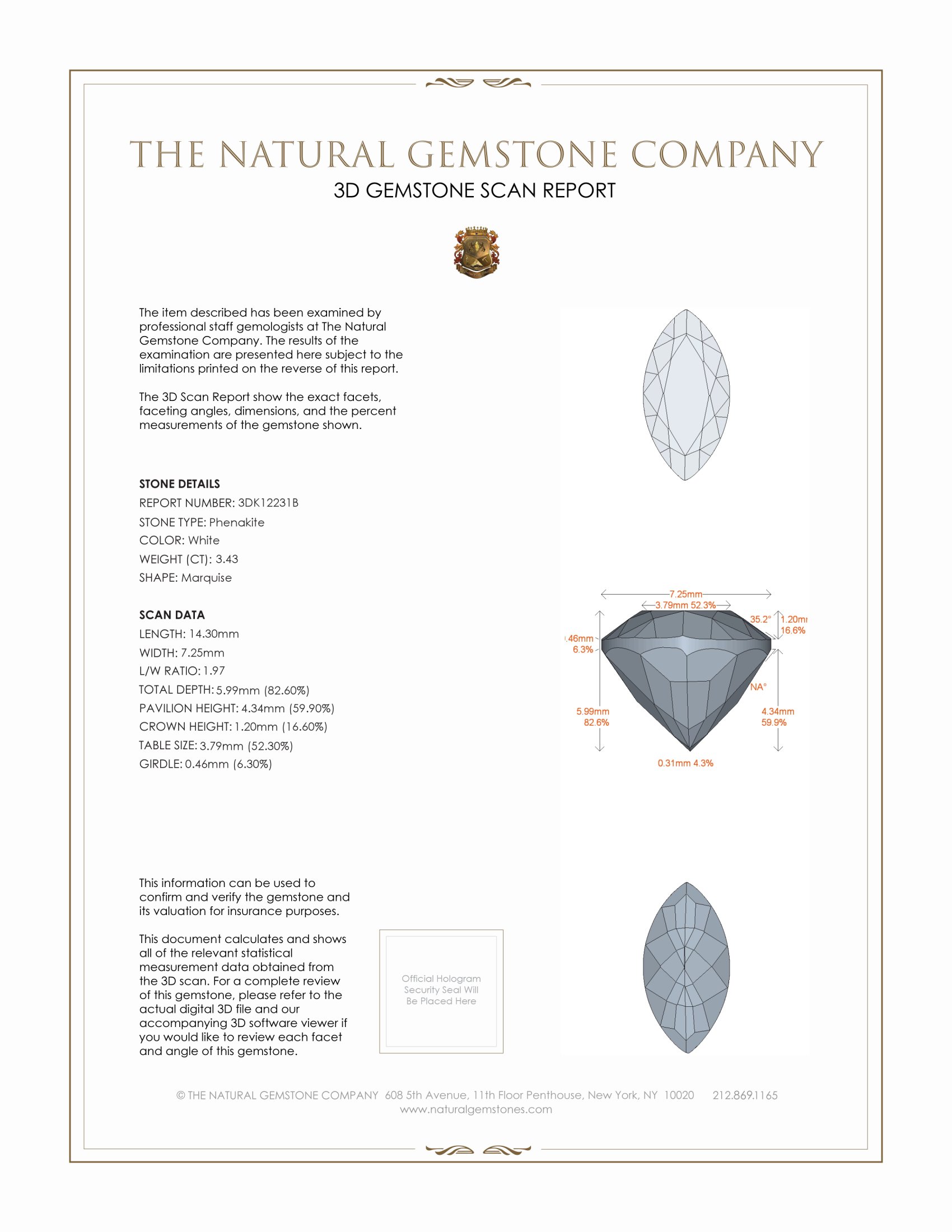 3.43 Ct. Phenakite from Russia