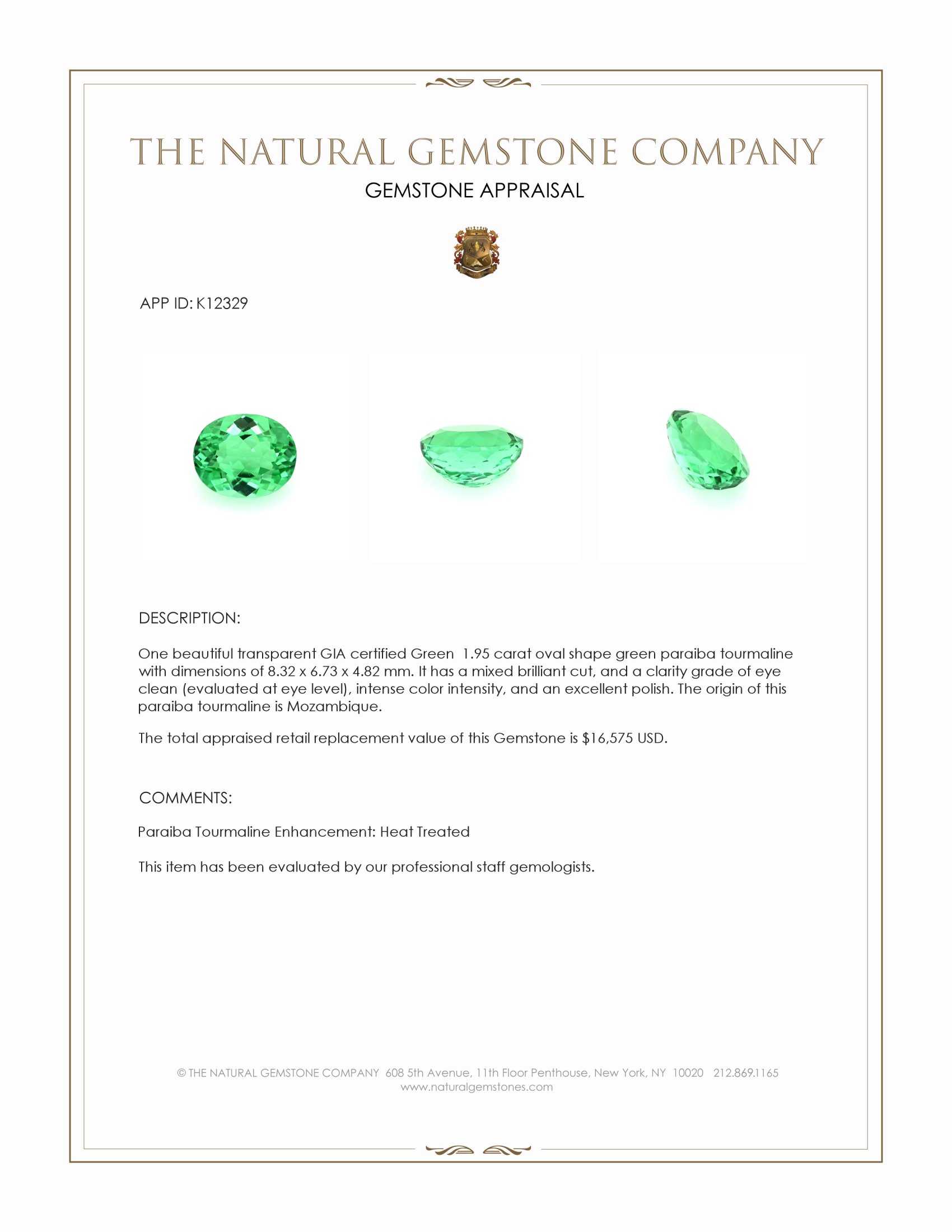 1.95 Ct. Paraiba Tourmaline from Mozambique