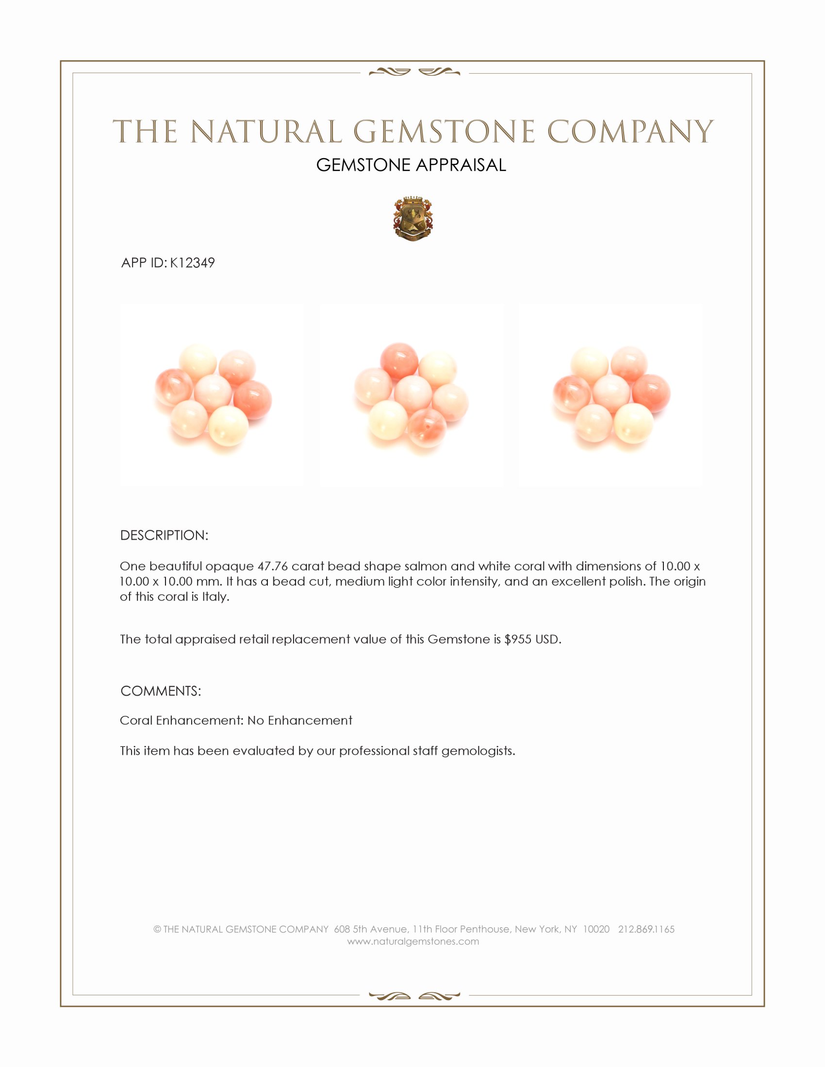 47.76 Ct. Coral from Italy