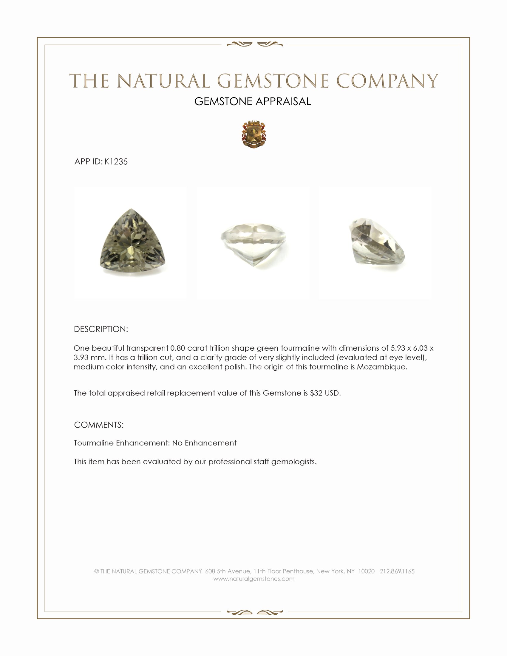 0.80 Ct. Tourmaline from Mozambique