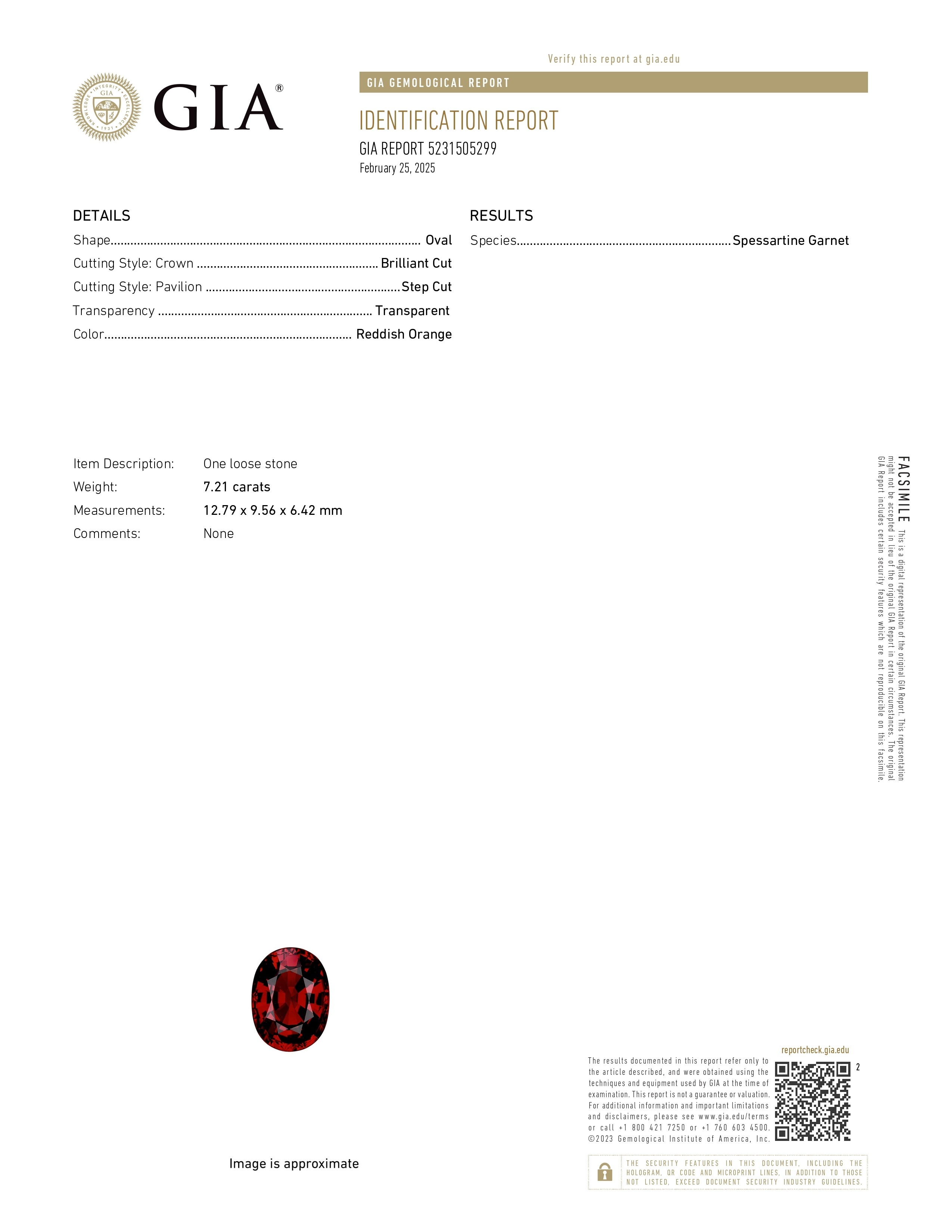 7.21 Ct. Spessartite Garnet