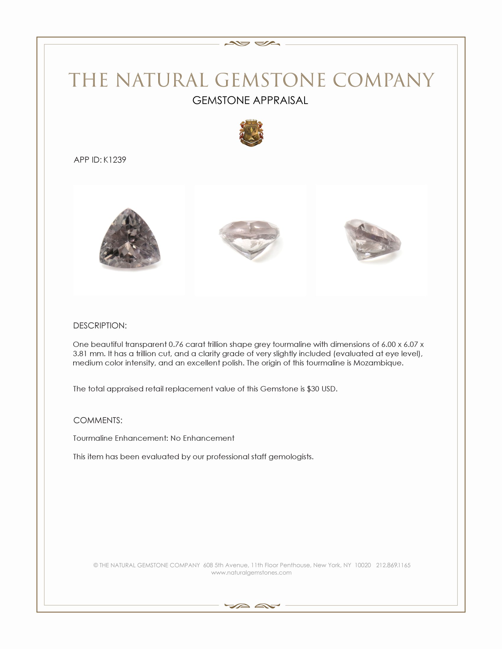 0.76 Ct. Tourmaline from Mozambique