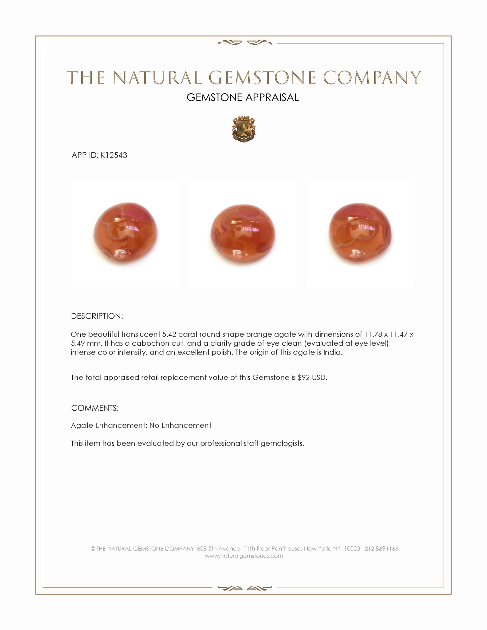 5.42 Ct. Cabochon Agate from India