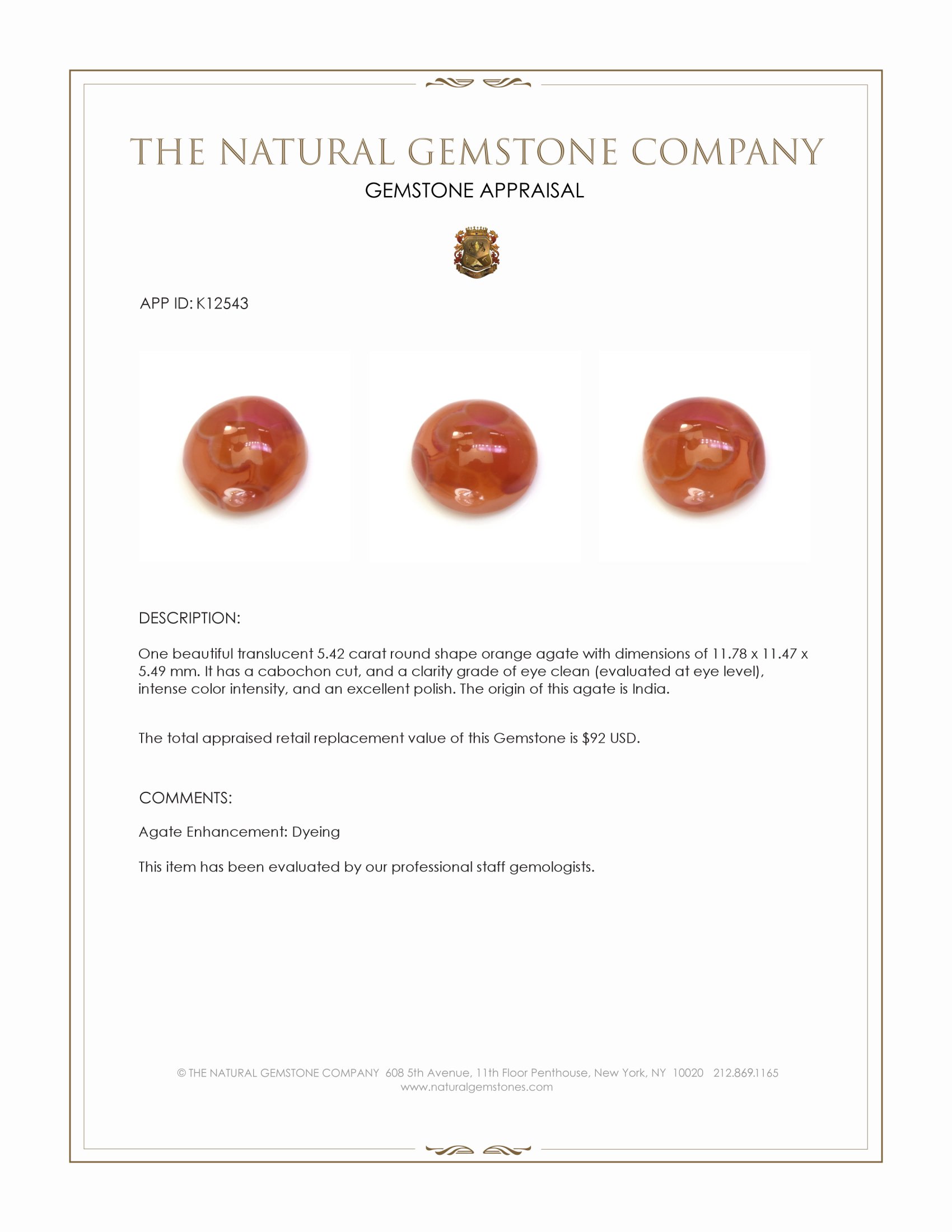 5.42 Ct. Cabochon Agate from India