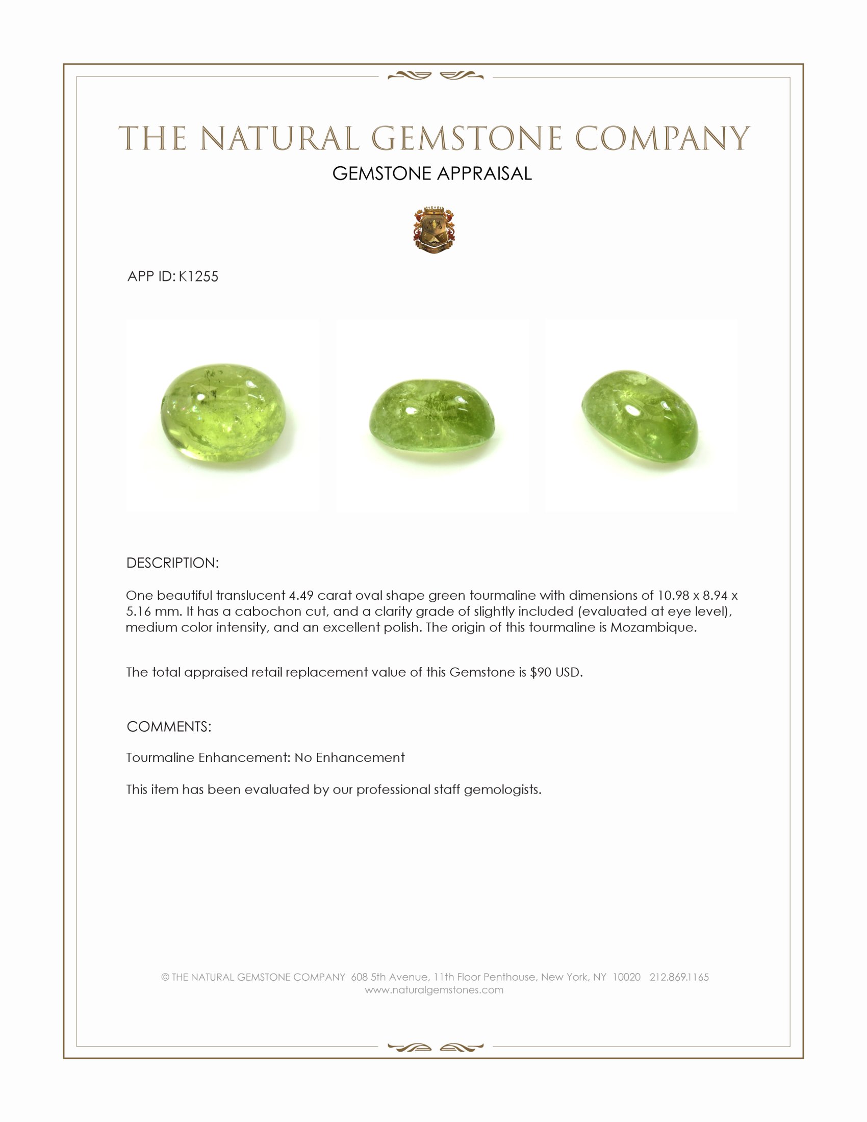 4.49 Ct. Cabochon Tourmaline from Mozambique