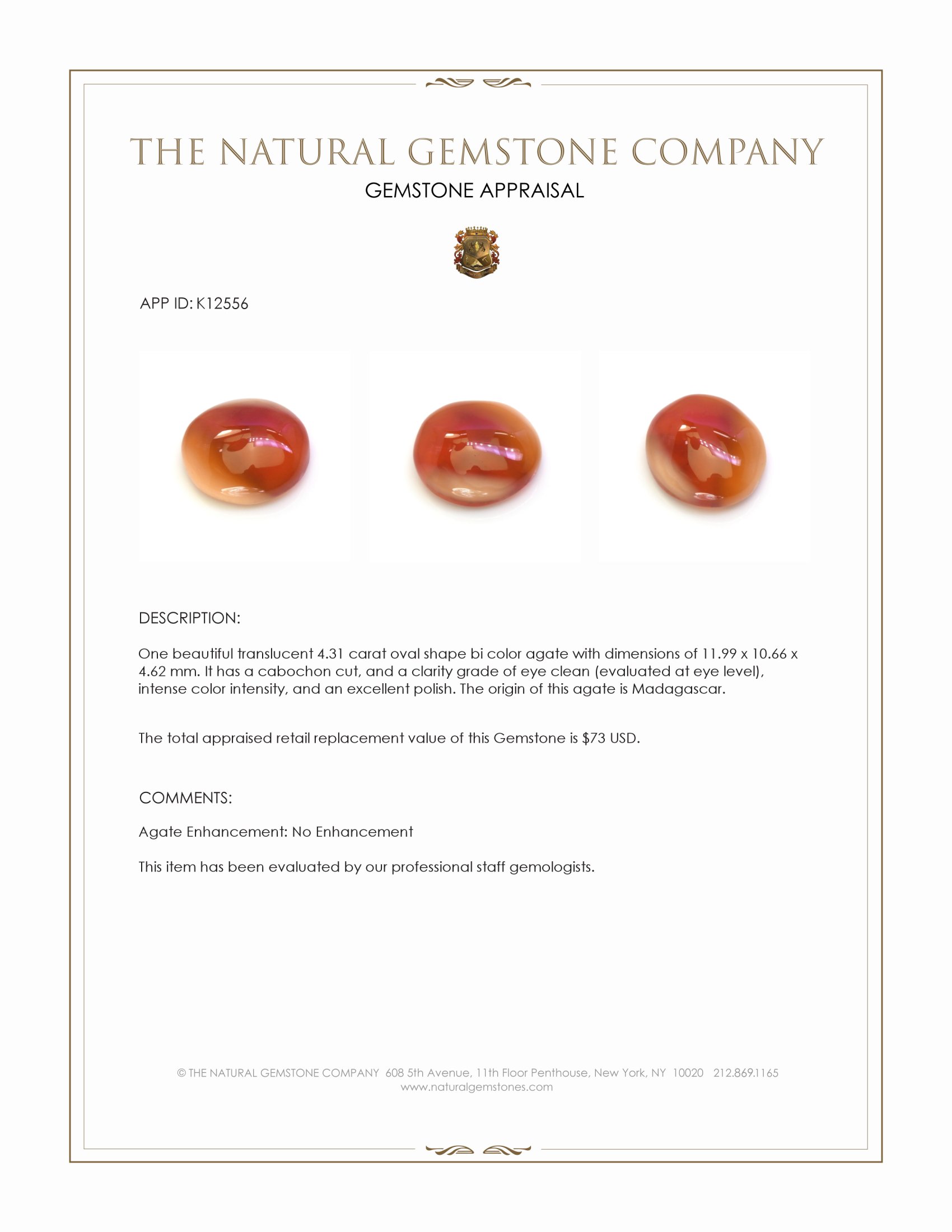 4.31 Ct. Bi Color Cabochon Agate from Madagascar