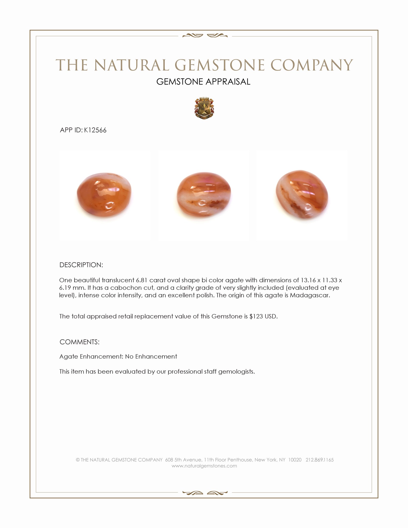 6.81 Ct. Bi Color Cabochon Agate from Madagascar