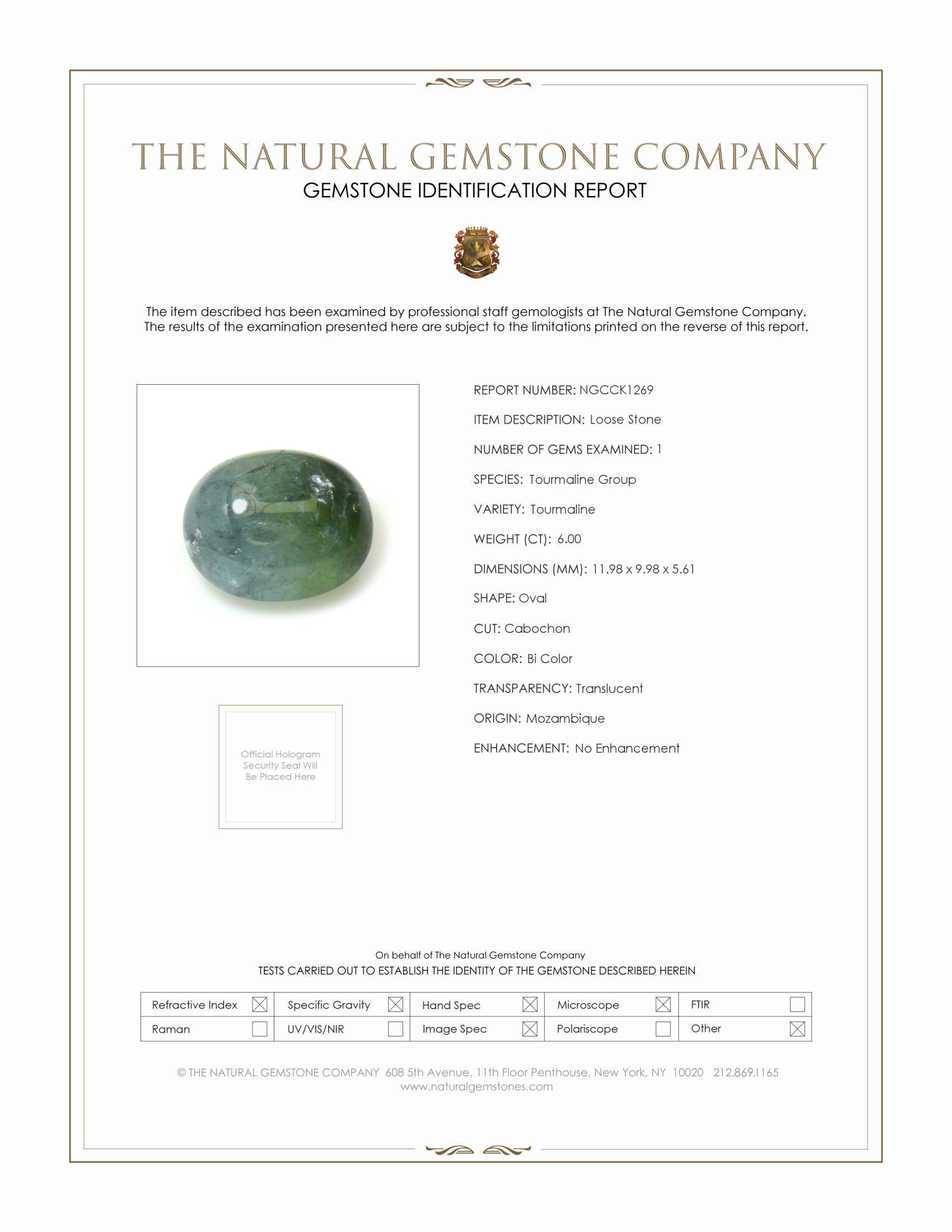 6.00 Ct. Bi Color Cabochon Tourmaline from Mozambique