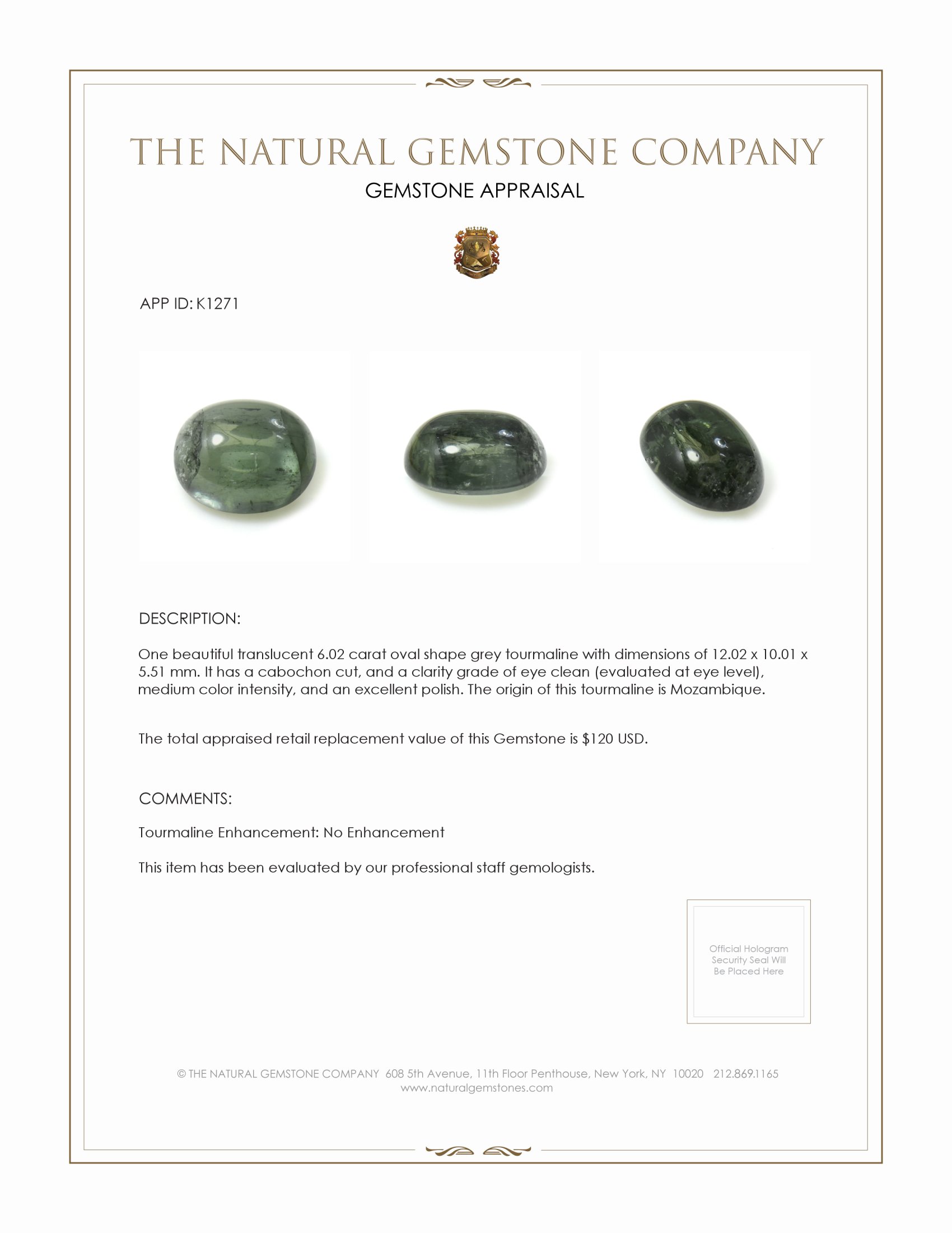 6.02 Ct. Cabochon Tourmaline from Mozambique