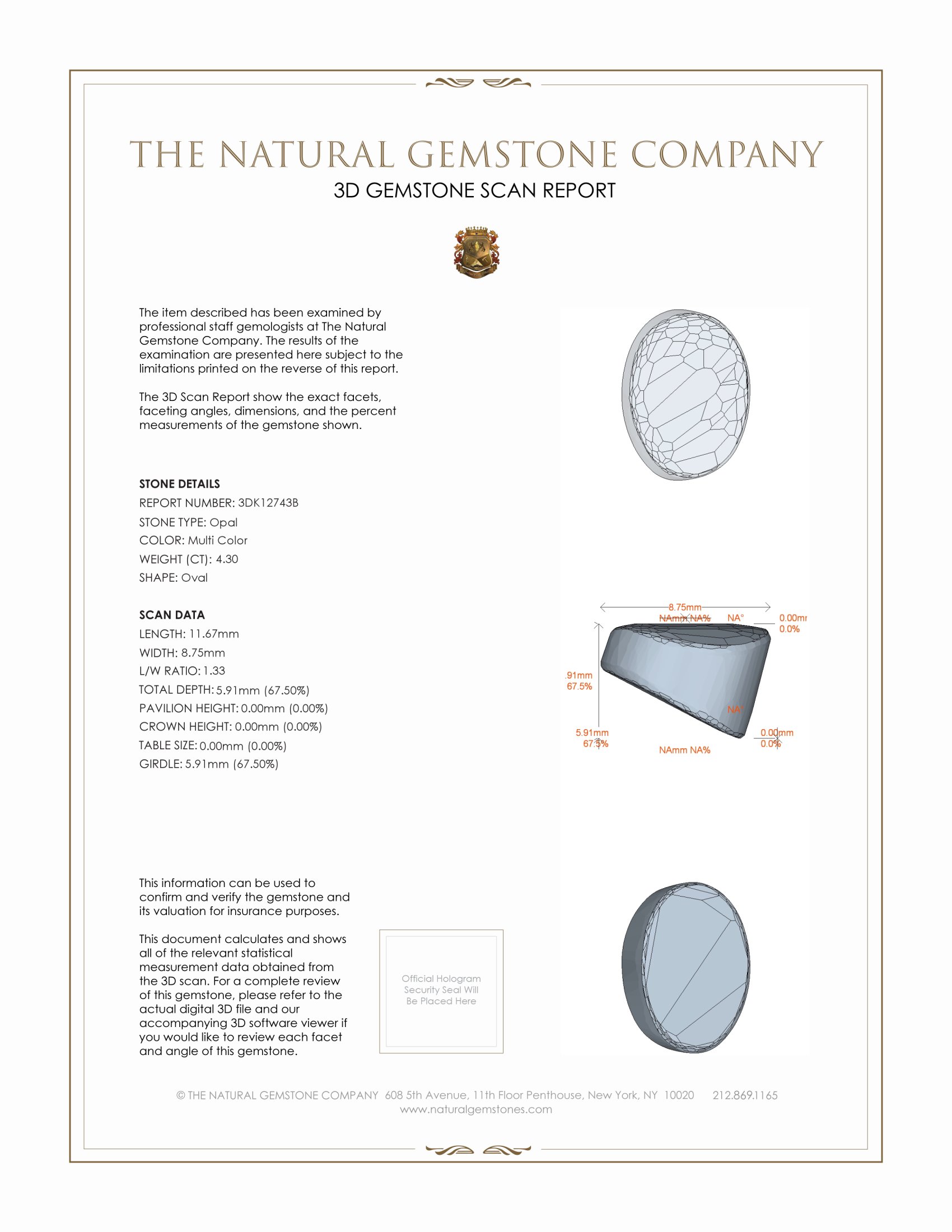 4.30 Ct. Black Opal from Australia