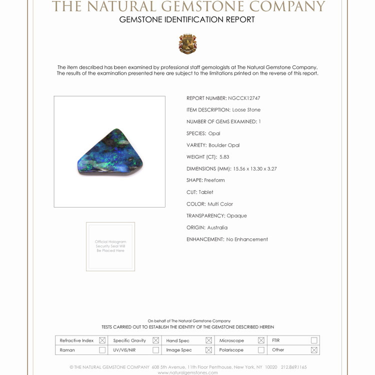 5.83 Ct. Boulder Opal from Australia