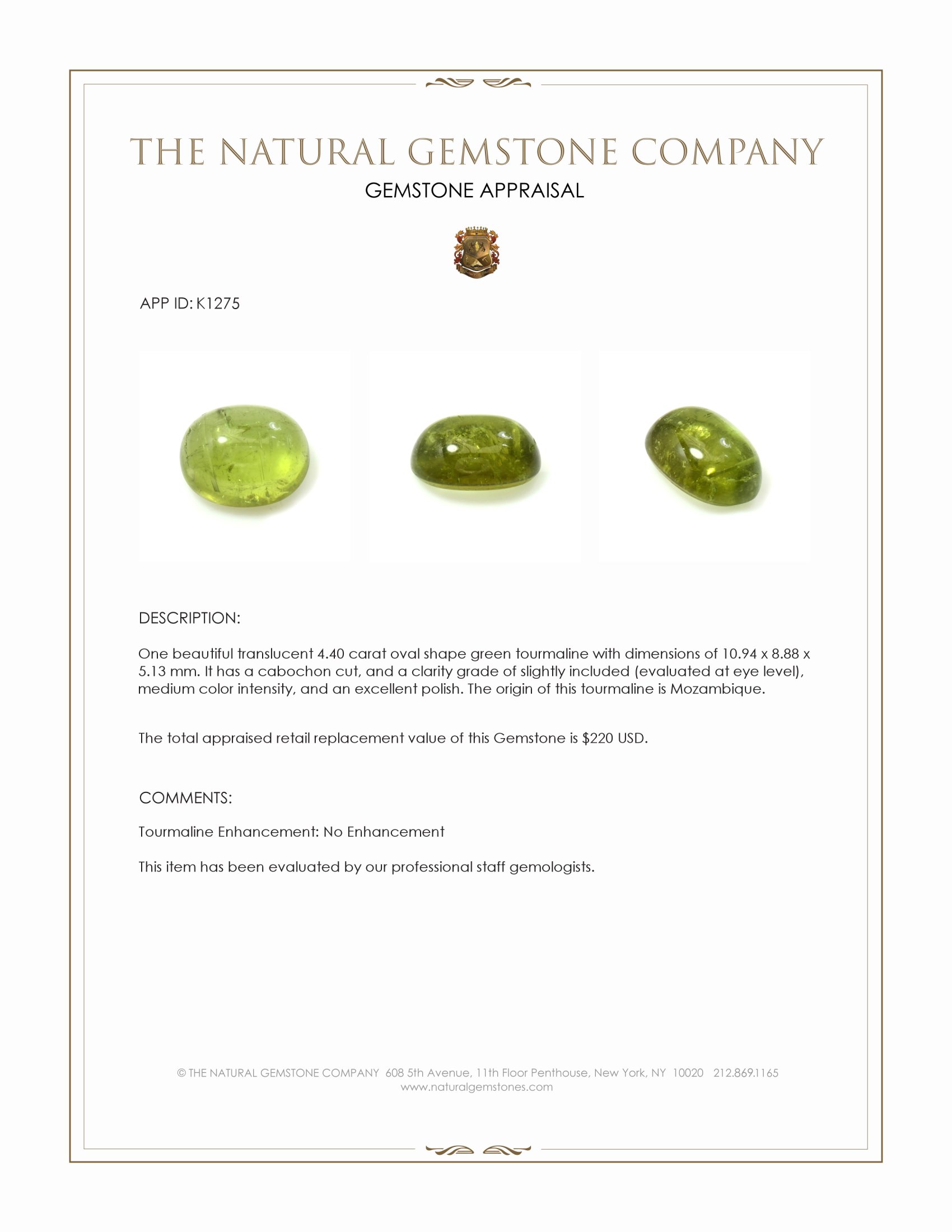 4.40 Ct. Cabochon Tourmaline from Mozambique