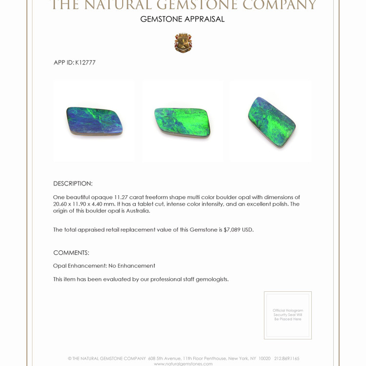 11.27 Ct. Boulder Opal from Australia