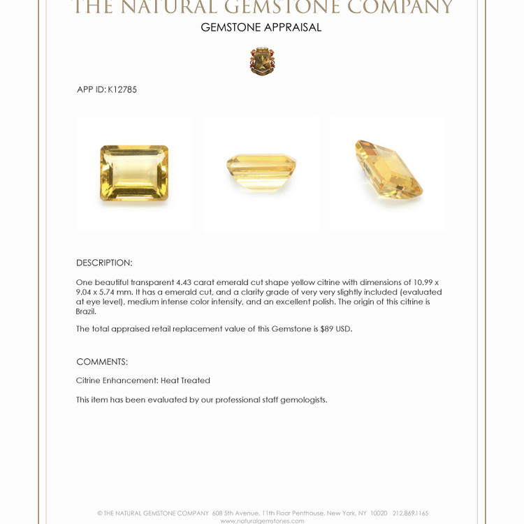 4.43 Ct. Citrine from Brazil