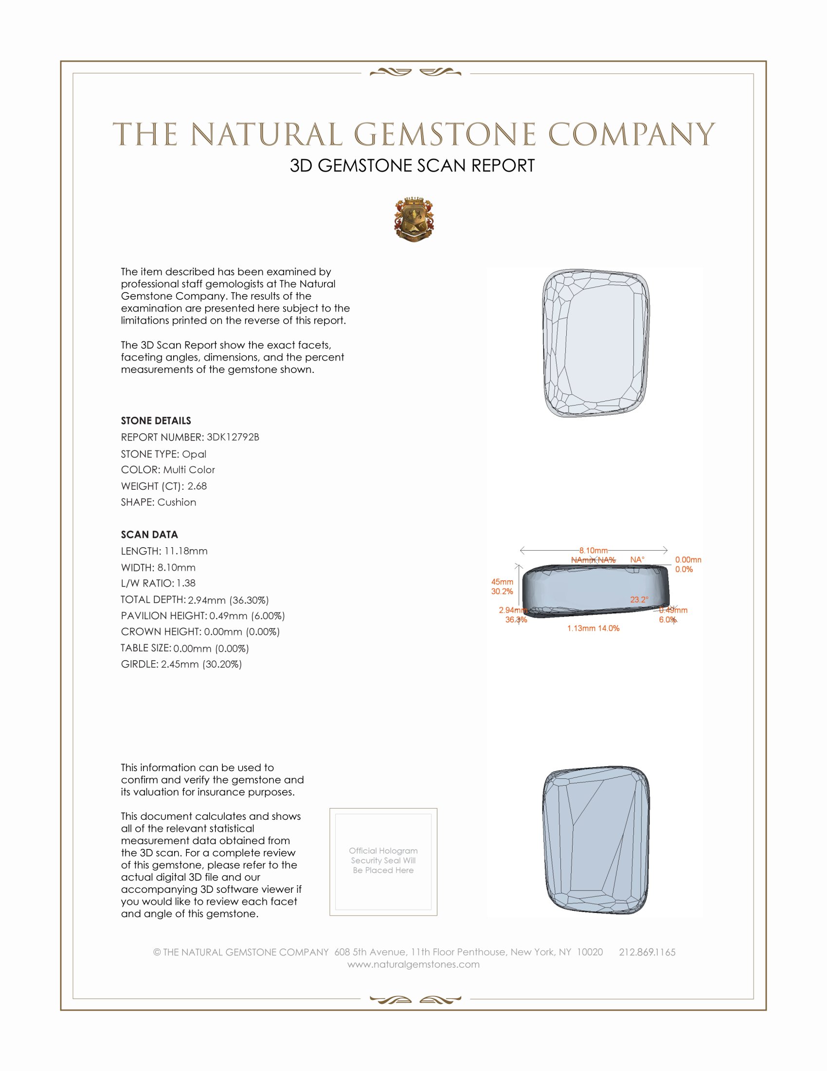 2.68 Ct. Boulder Opal from Australia