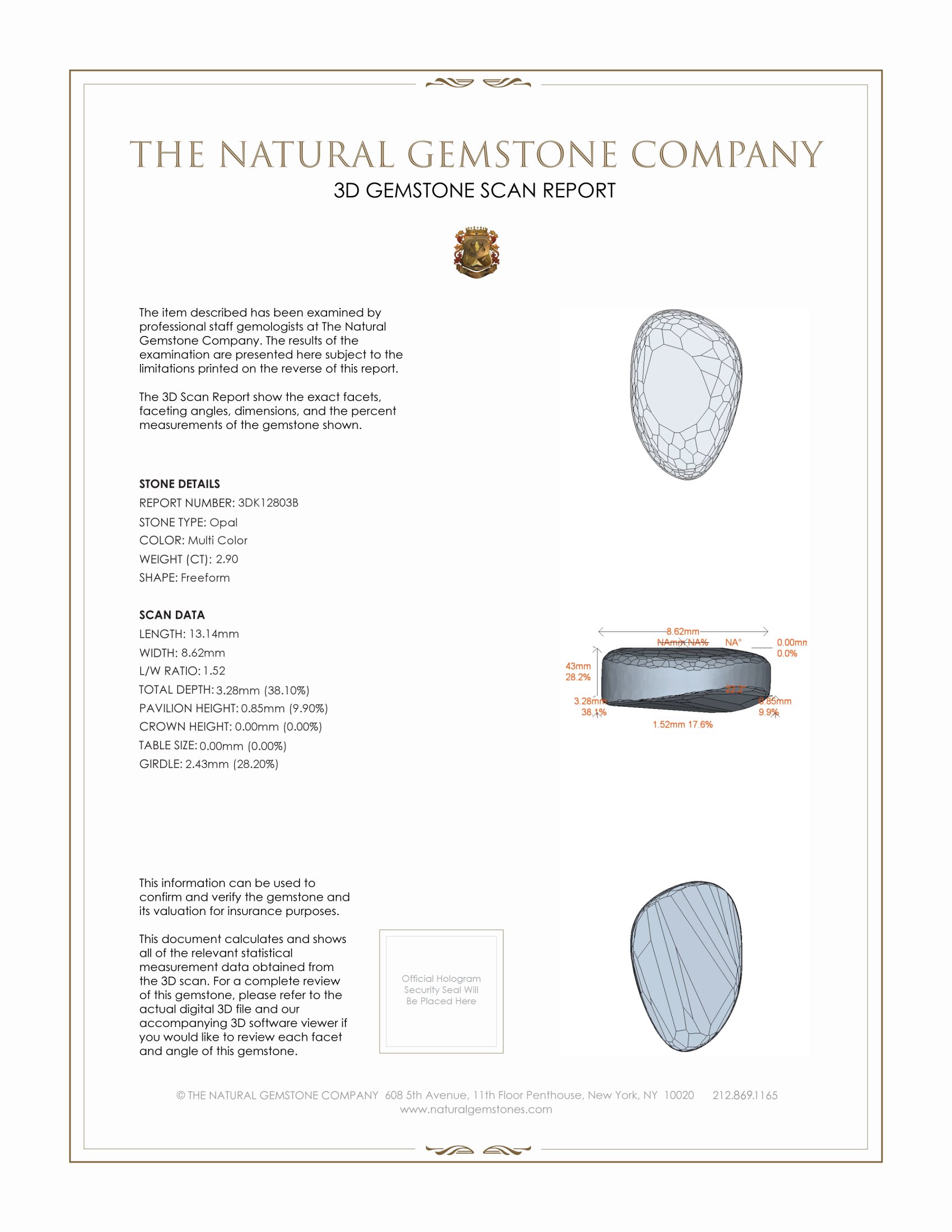 2.90 Ct. Boulder Opal from Australia