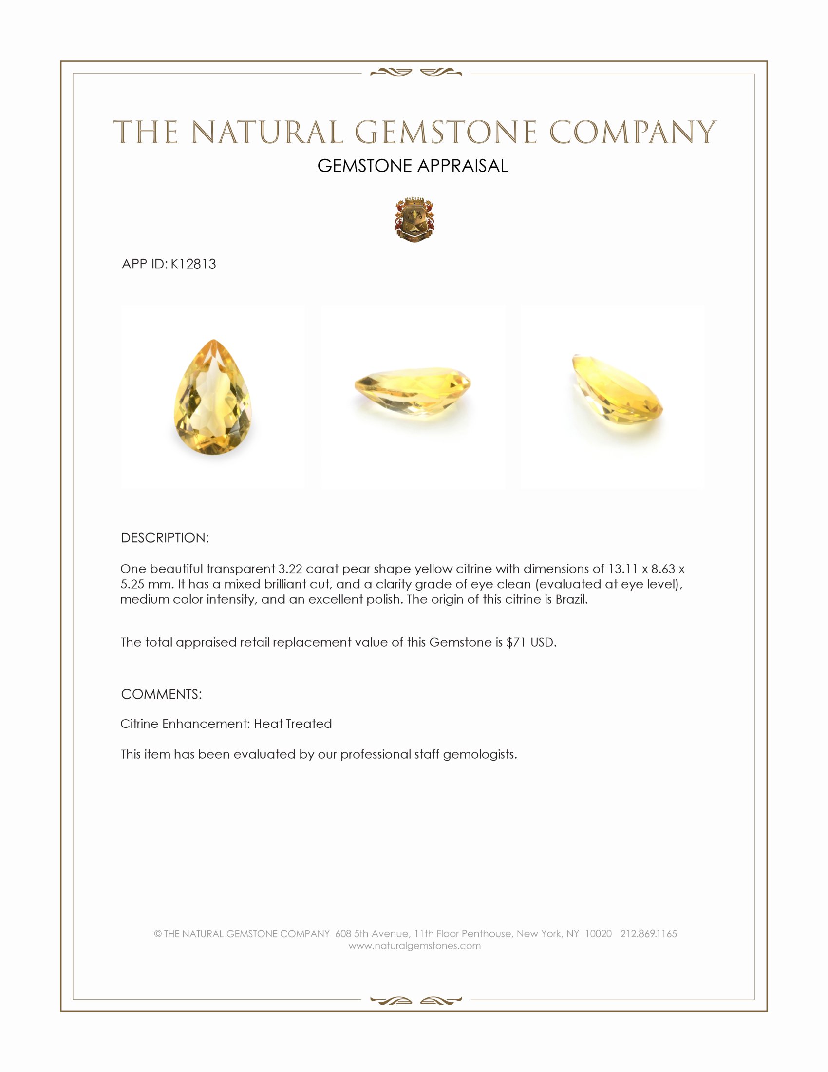 3.22 Ct. Citrine from Brazil