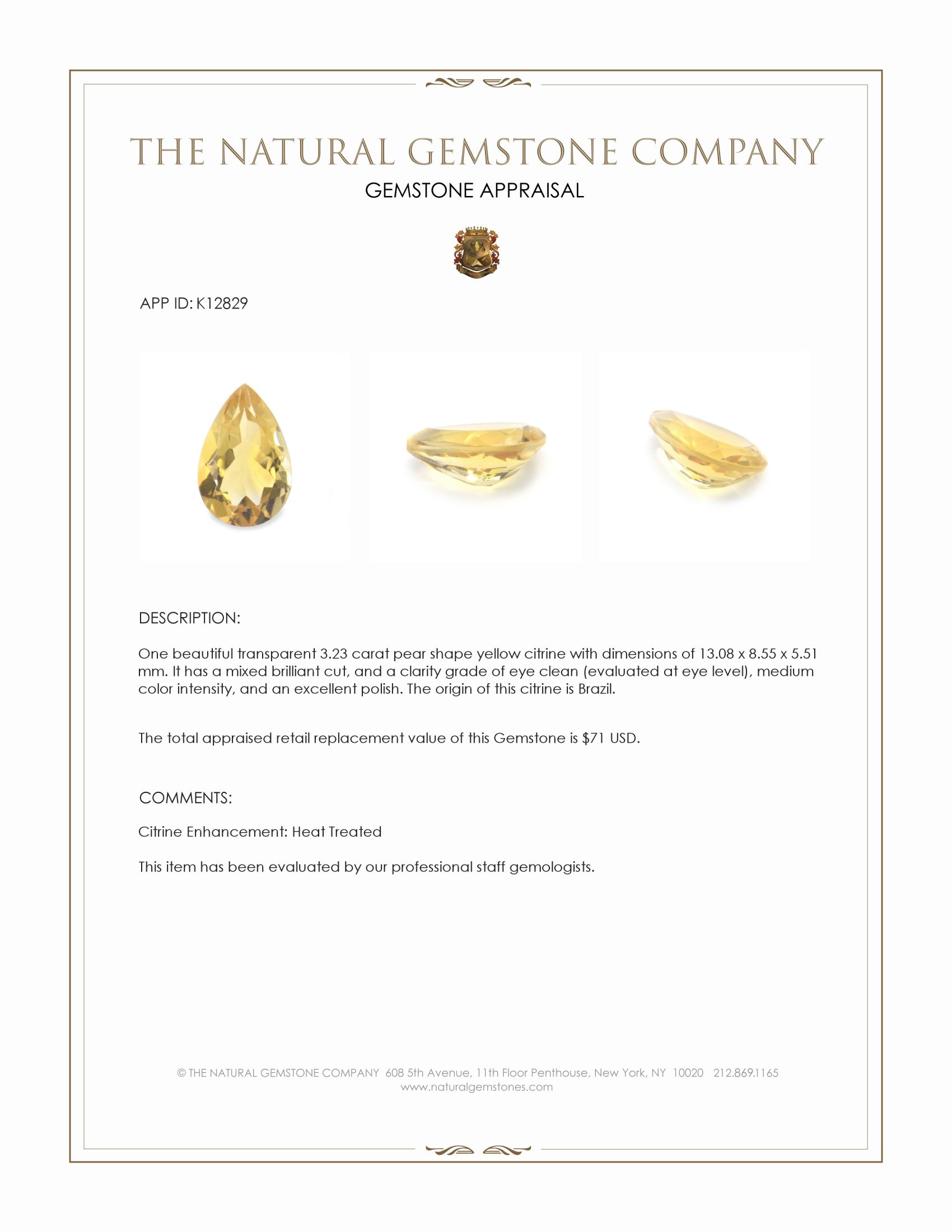 3.23 Ct. Citrine from Brazil