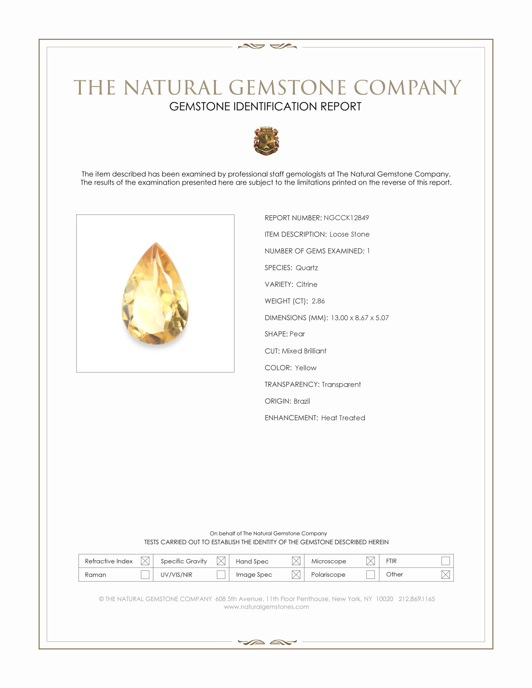 2.86 Ct. Citrine from Brazil