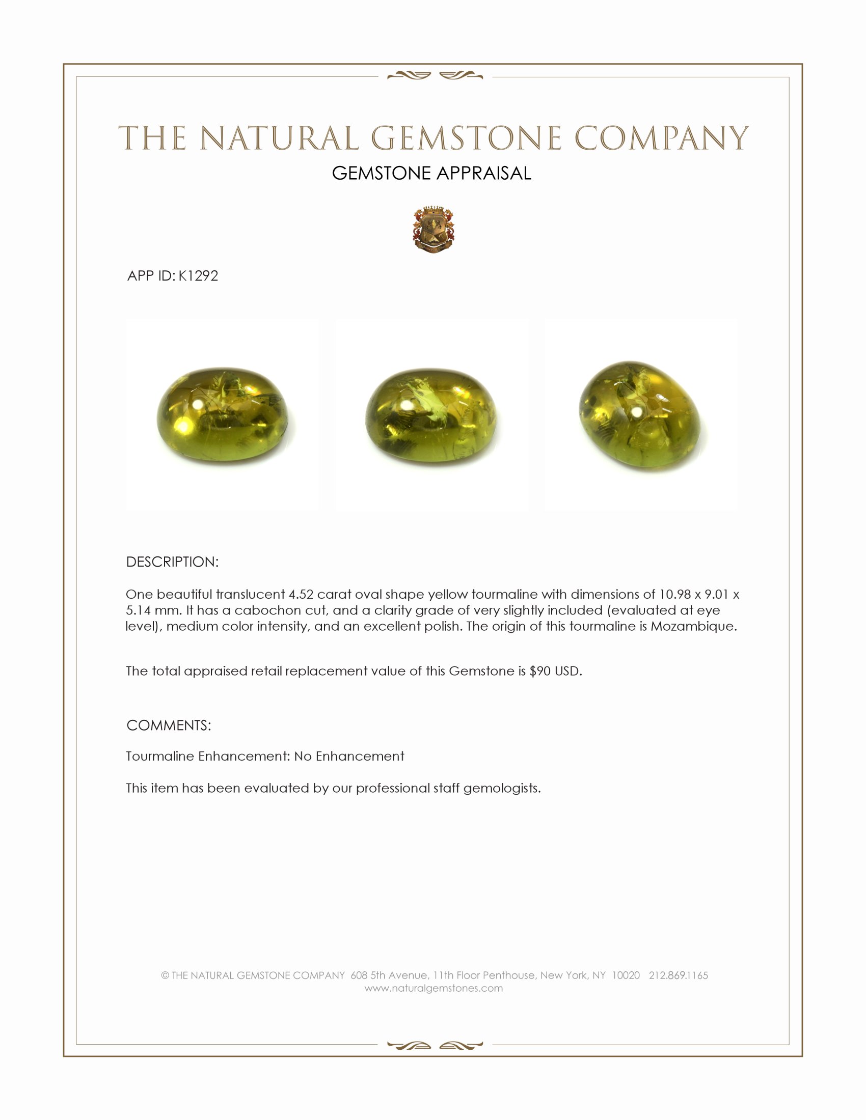 4.52 Ct. Cabochon Tourmaline from Mozambique