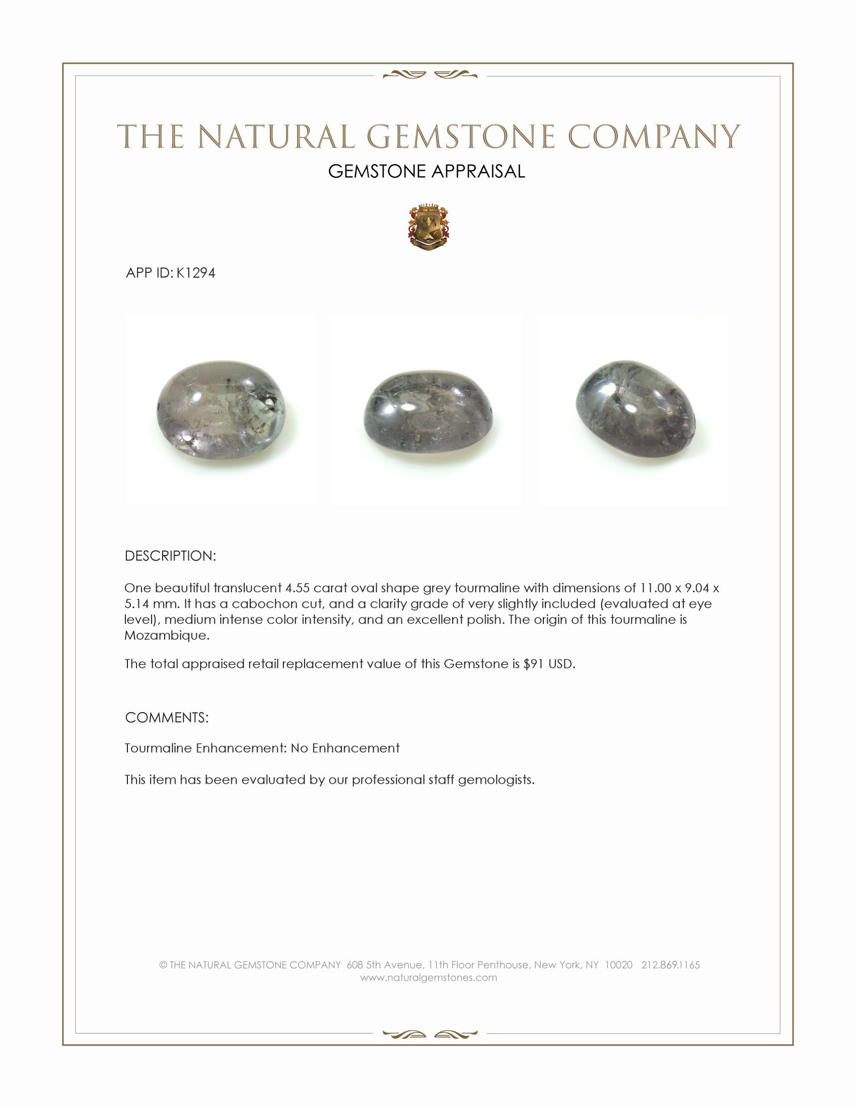 4.55 Ct. Cabochon Tourmaline from Mozambique