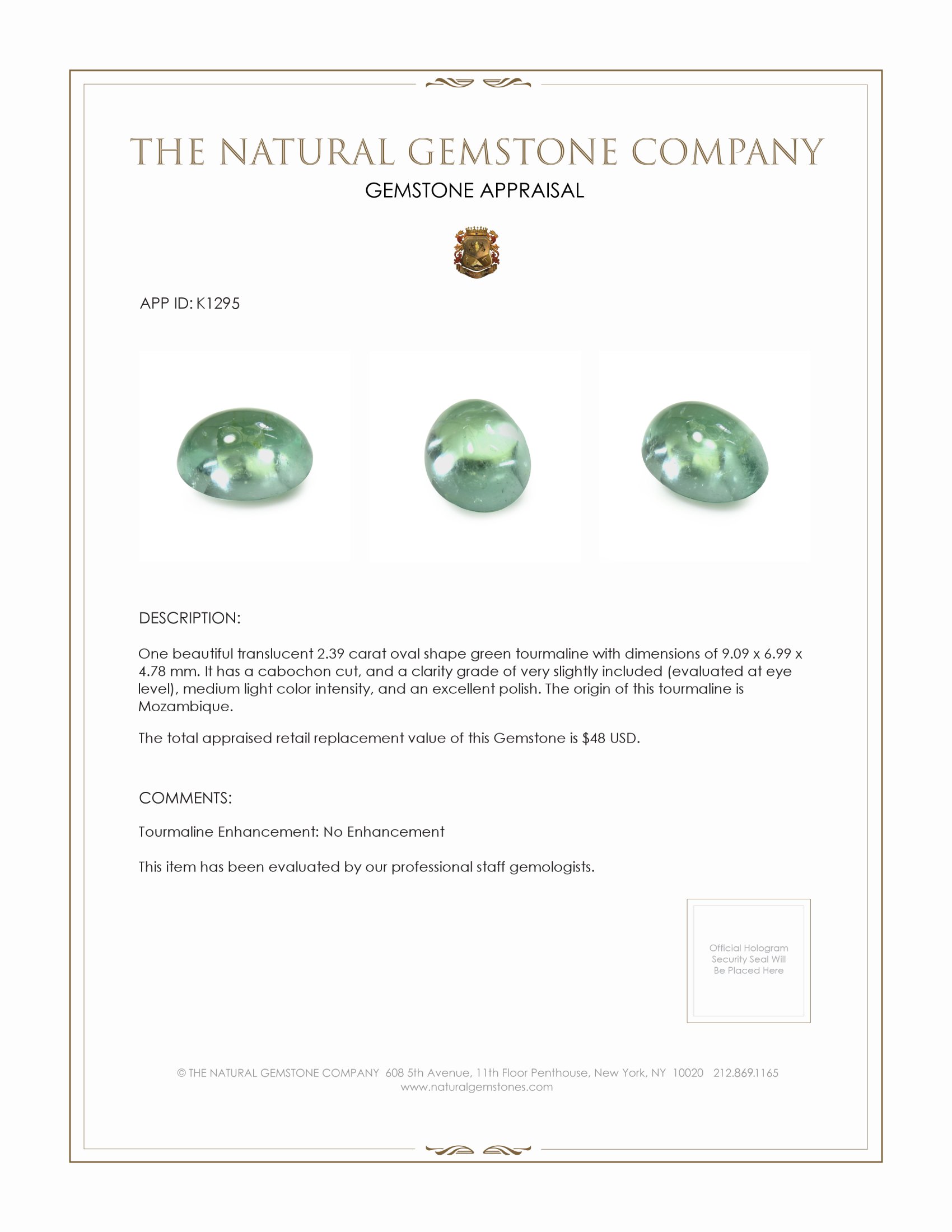 2.39 Ct. Cabochon Tourmaline from Mozambique