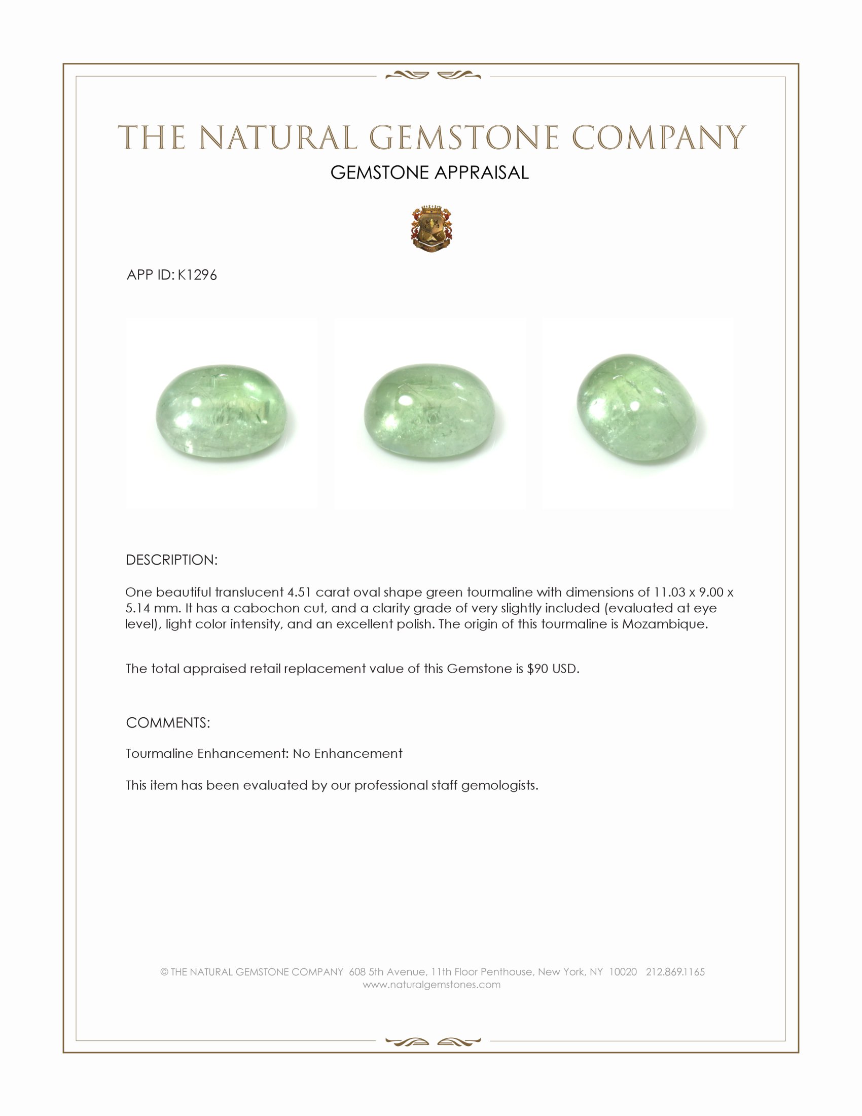 4.51 Ct. Cabochon Tourmaline from Mozambique