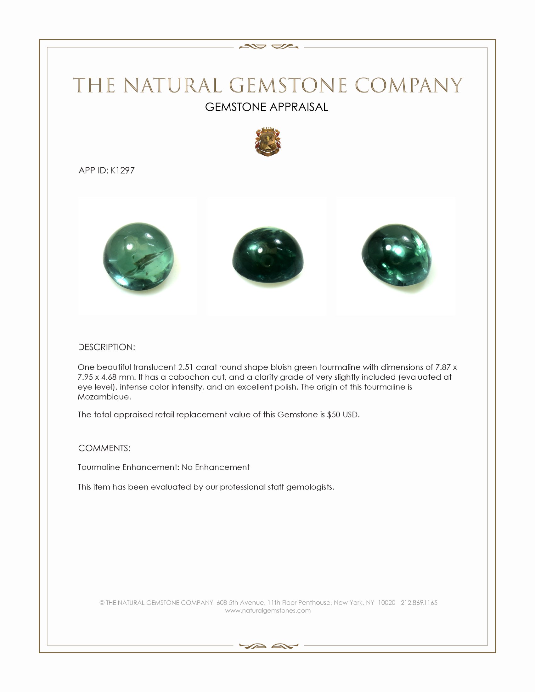 2.51 Ct. Cabochon Tourmaline from Mozambique