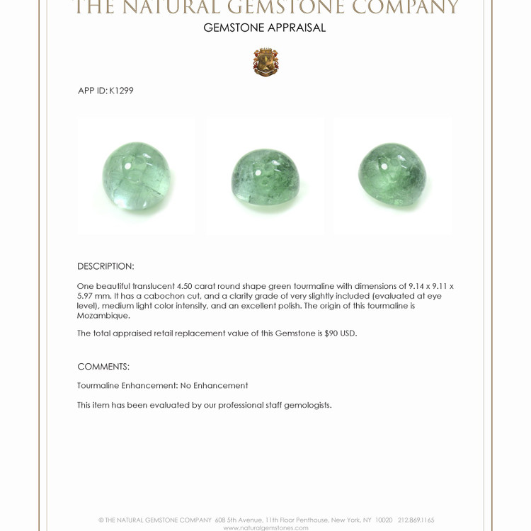 4.50 Ct. Cabochon Tourmaline from Mozambique