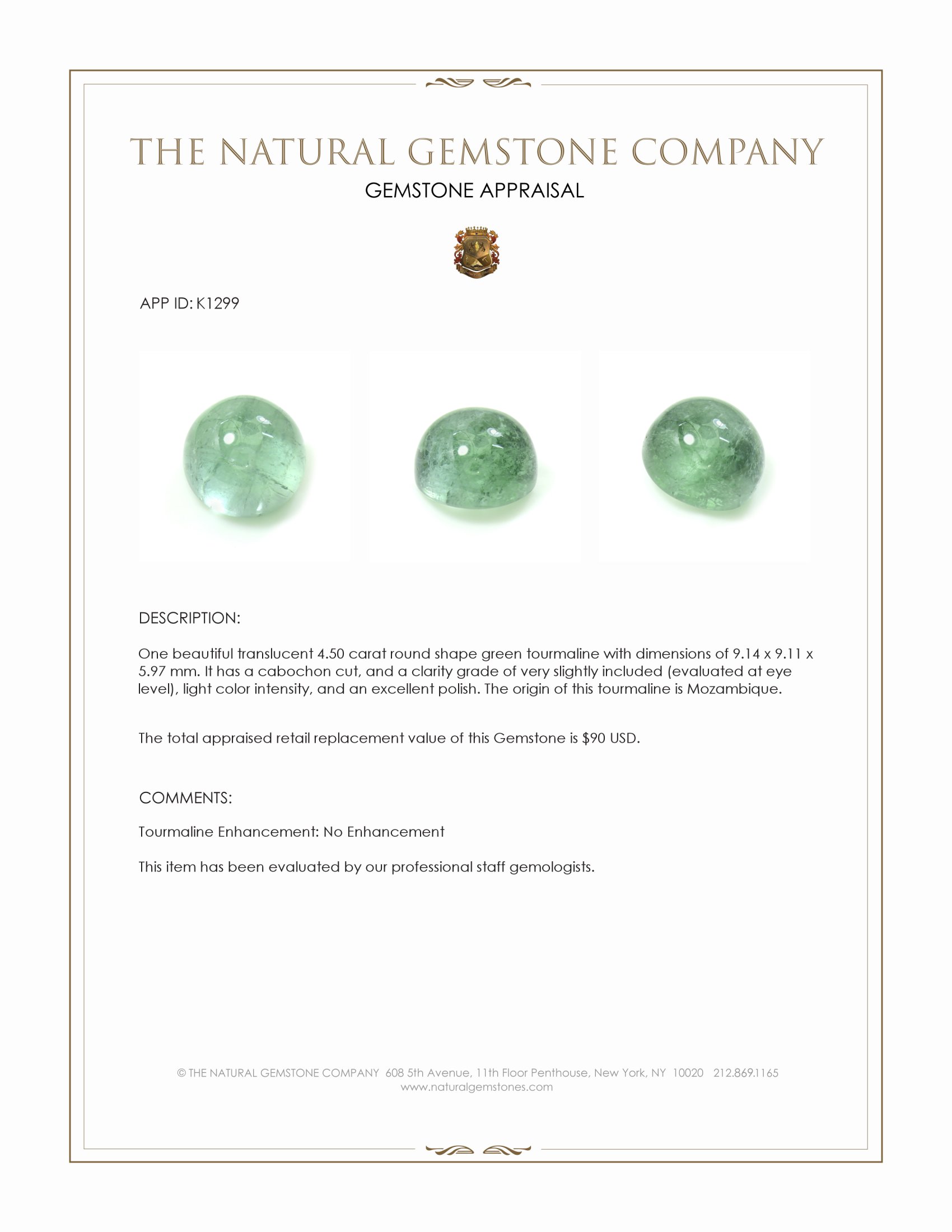 4.50 Ct. Cabochon Tourmaline from Mozambique